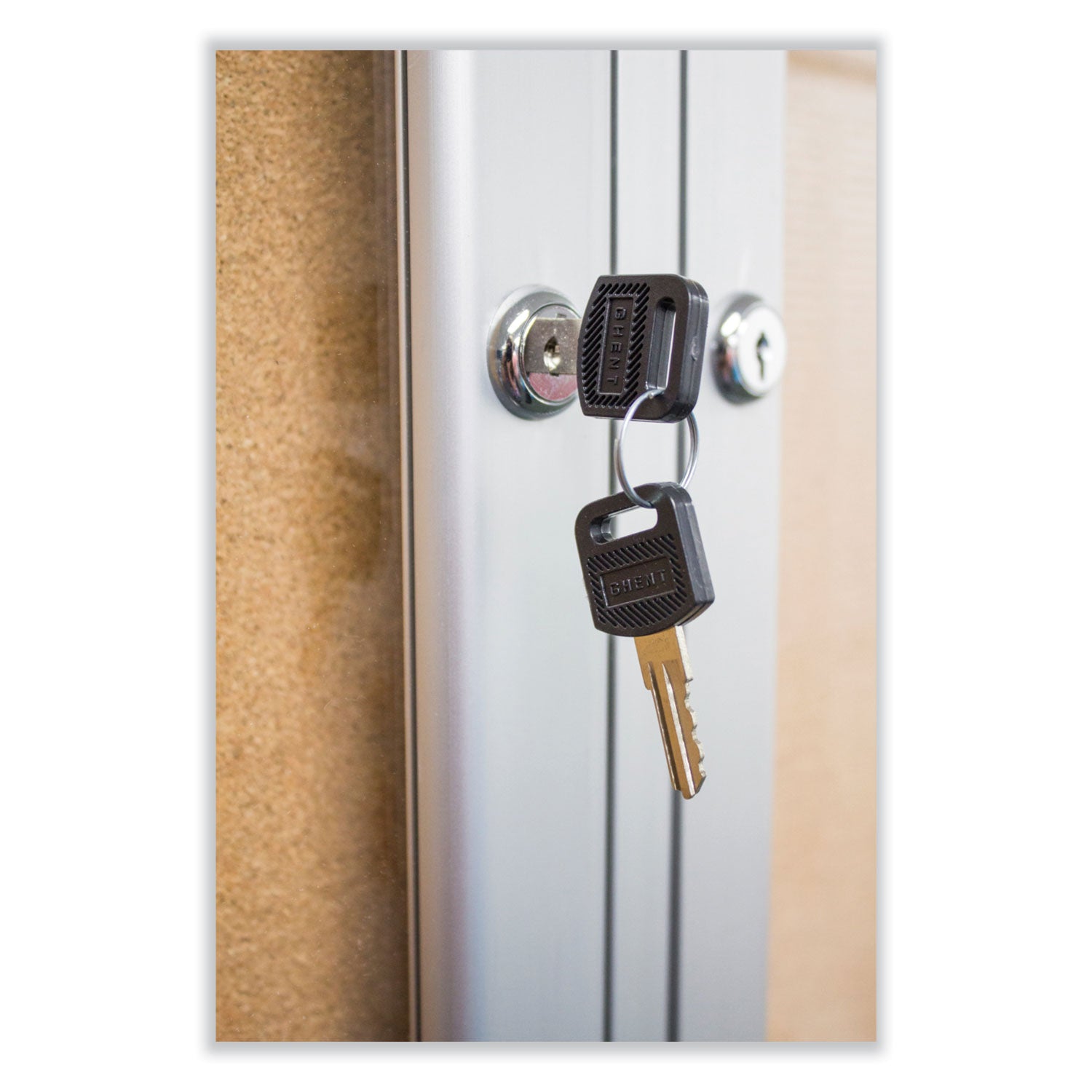 2-door-enclosed-natural-cork-bulletin-board-with-satin-aluminum-frame-60-x-48-tan-surface-ships-in-7-10-business-days_ghepa24860k - 2