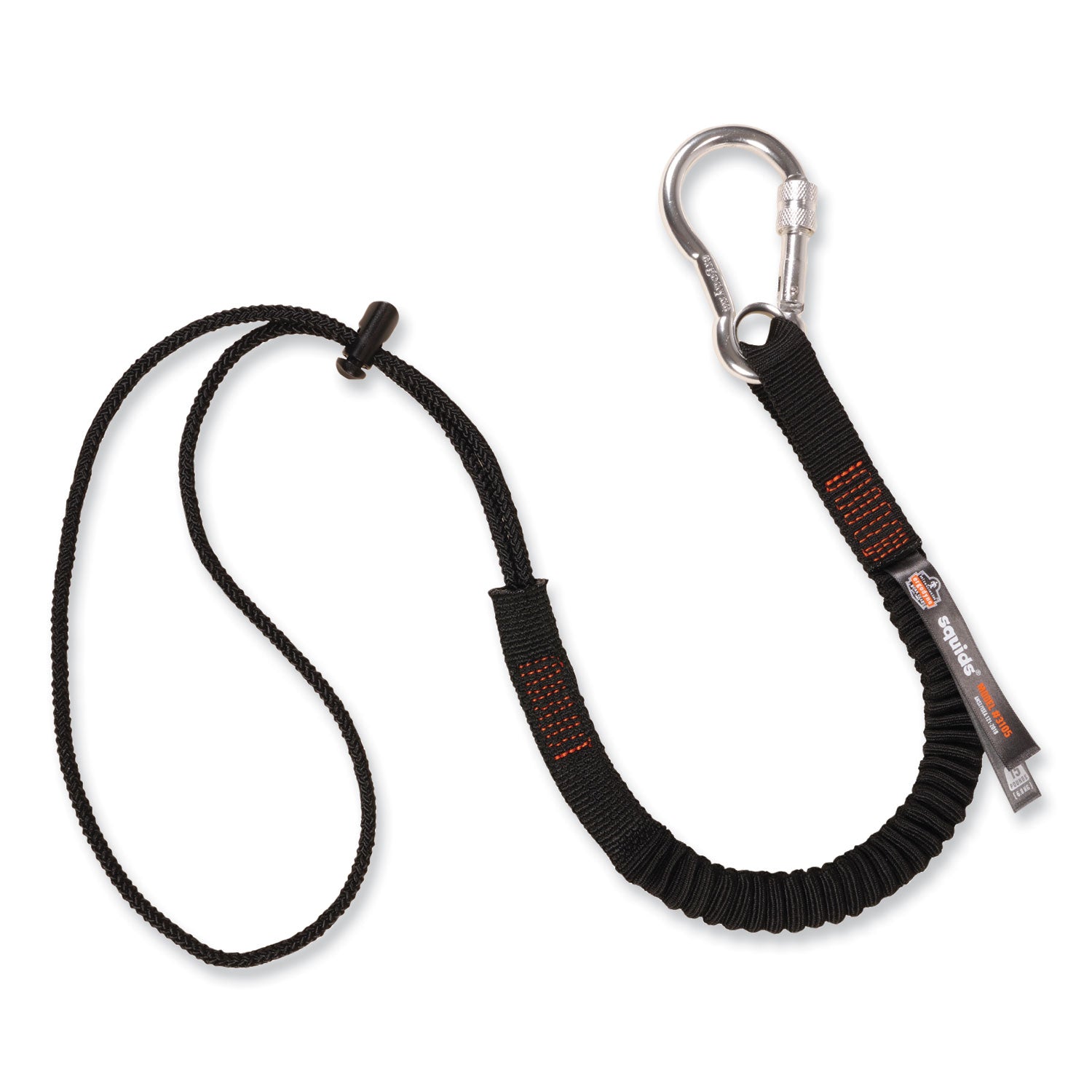 squids-3105-tool-lanyard-w-aluminum-carabiner+cinch-loop-15lb-max-work-cap32-to-48black10-pkships-in-1-3-business-days_ego19010 - 1