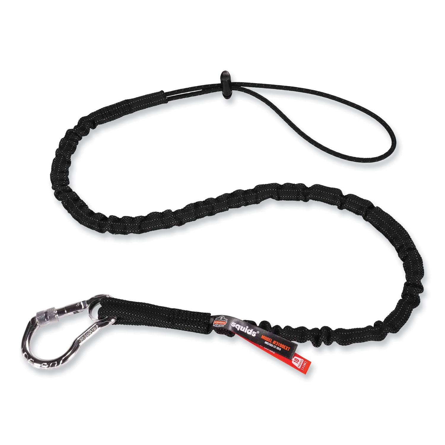 squids-3100-lanyard-w-aluminum-carabiner-+-cinch-loop-10-lb-max-work-capacity-42-to-54-black-ships-in-1-3-business-days_ego19012 - 1