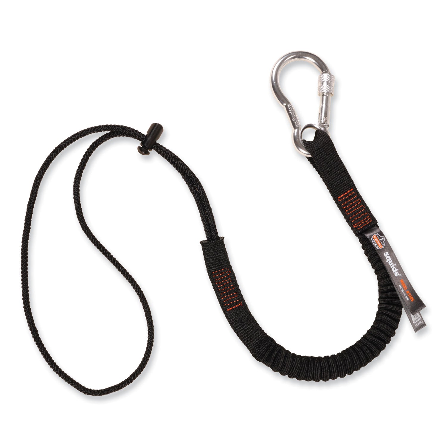 squids-3105-tool-lanyard-w-aluminum-carabiner+cinch-loop-15-lb-max-work-cap-32-to-48-black-ships-in-1-3-business-days_ego19005 - 1