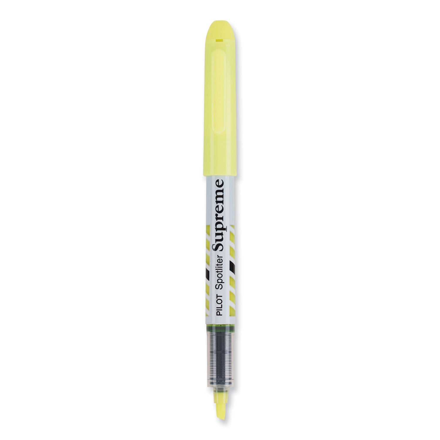 Spotliter Supreme Highlighter, Fluorescent Yellow Ink, Chisel Tip, Yellow/White Barrel, Dozen -
