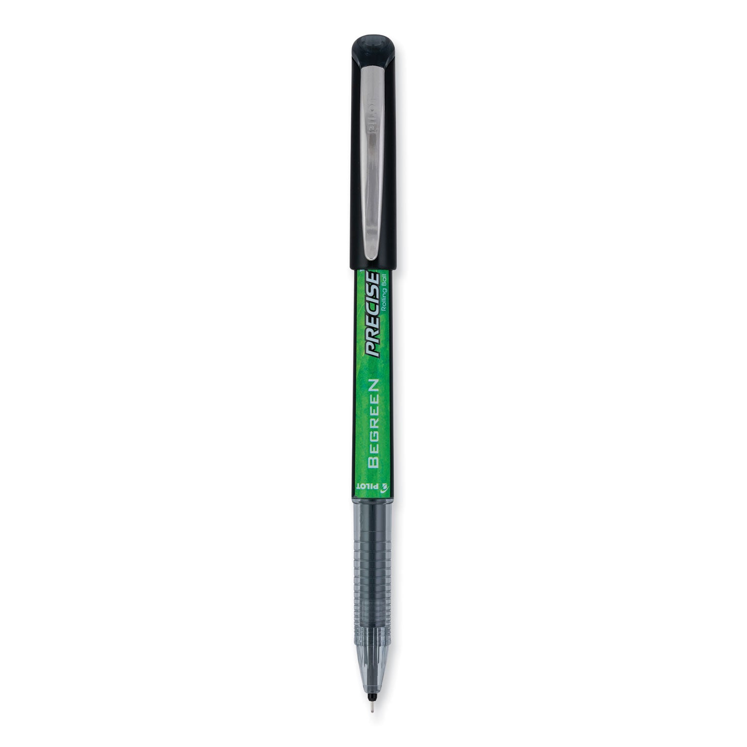 Precise V5 BeGreen Roller Ball Pen, Stick, Extra-Fine 0.5 mm, Black Ink, Black Barrel, Dozen -