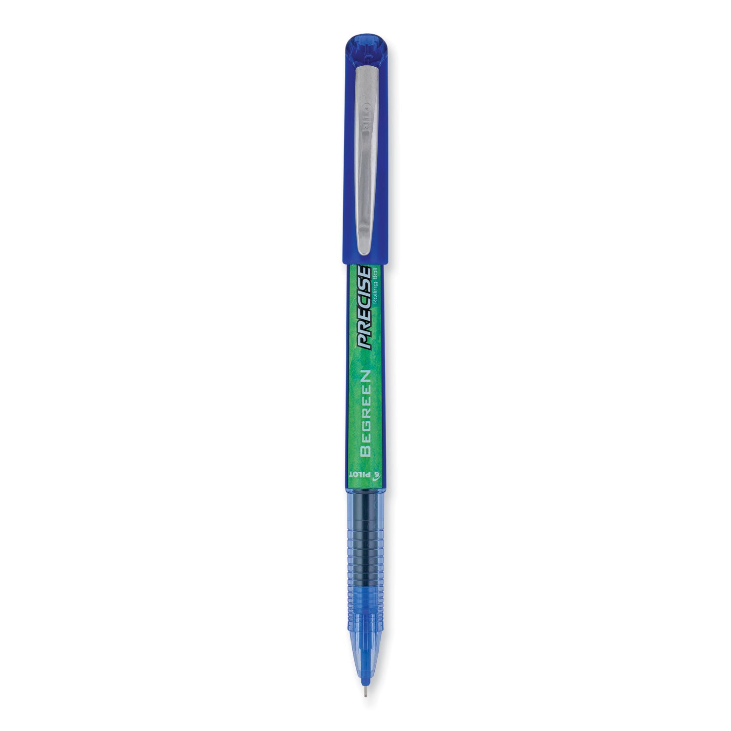 Precise V5 BeGreen Roller Ball Pen, Stick, Extra-Fine 0.5 mm, Blue Ink, Blue Barrel, Dozen -