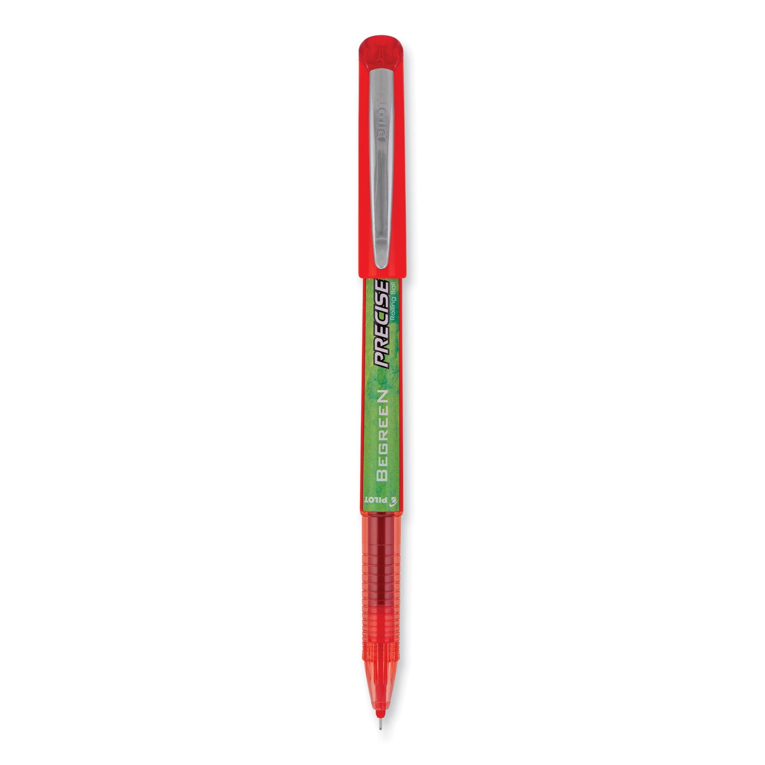 Precise V5 BeGreen Roller Ball Pen, Stick, Extra-Fine 0.5 mm, Red Ink, Red Barrel, Dozen -