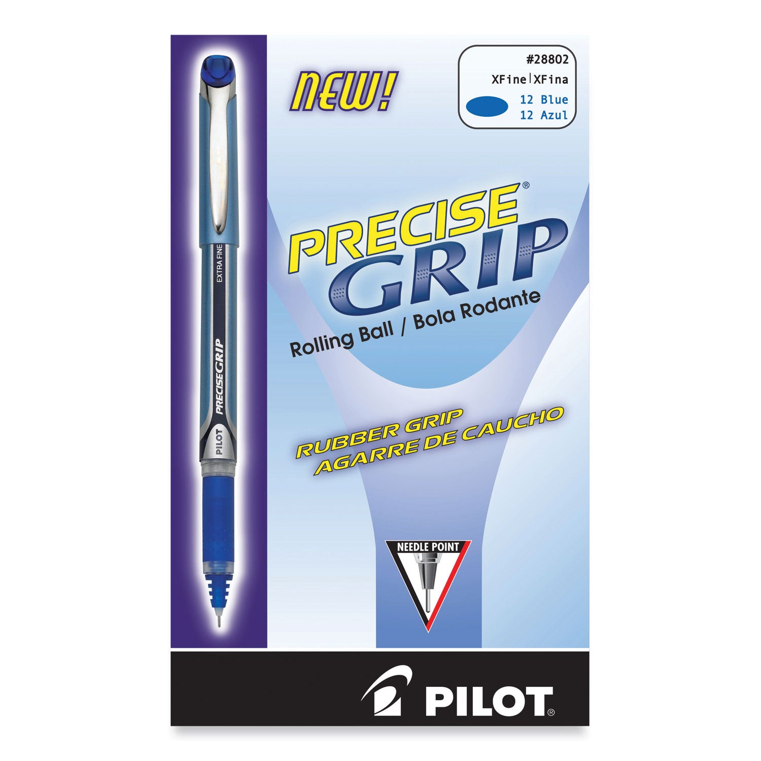 Precise Grip Roller Ball Pen, Stick, Extra-Fine 0.5 mm, Blue Ink, Blue Barrel -