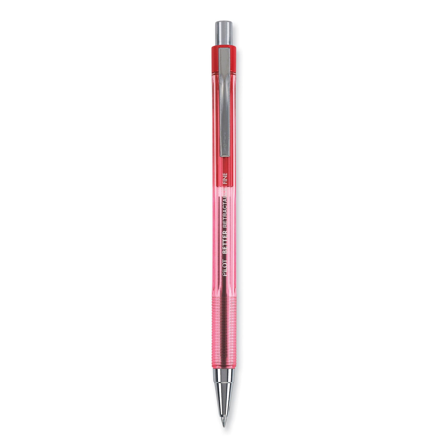 Better Ballpoint Pen, Retractable, Fine 0.7 mm, Red Ink, Translucent Red Barrel, Dozen -