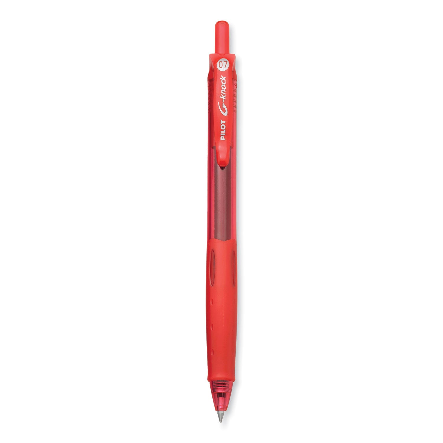 G-Knock BeGreen Gel Pen, Retractable, Fine 0.7 mm, Red Ink, Translucent Red/Red Barrel, Dozen -