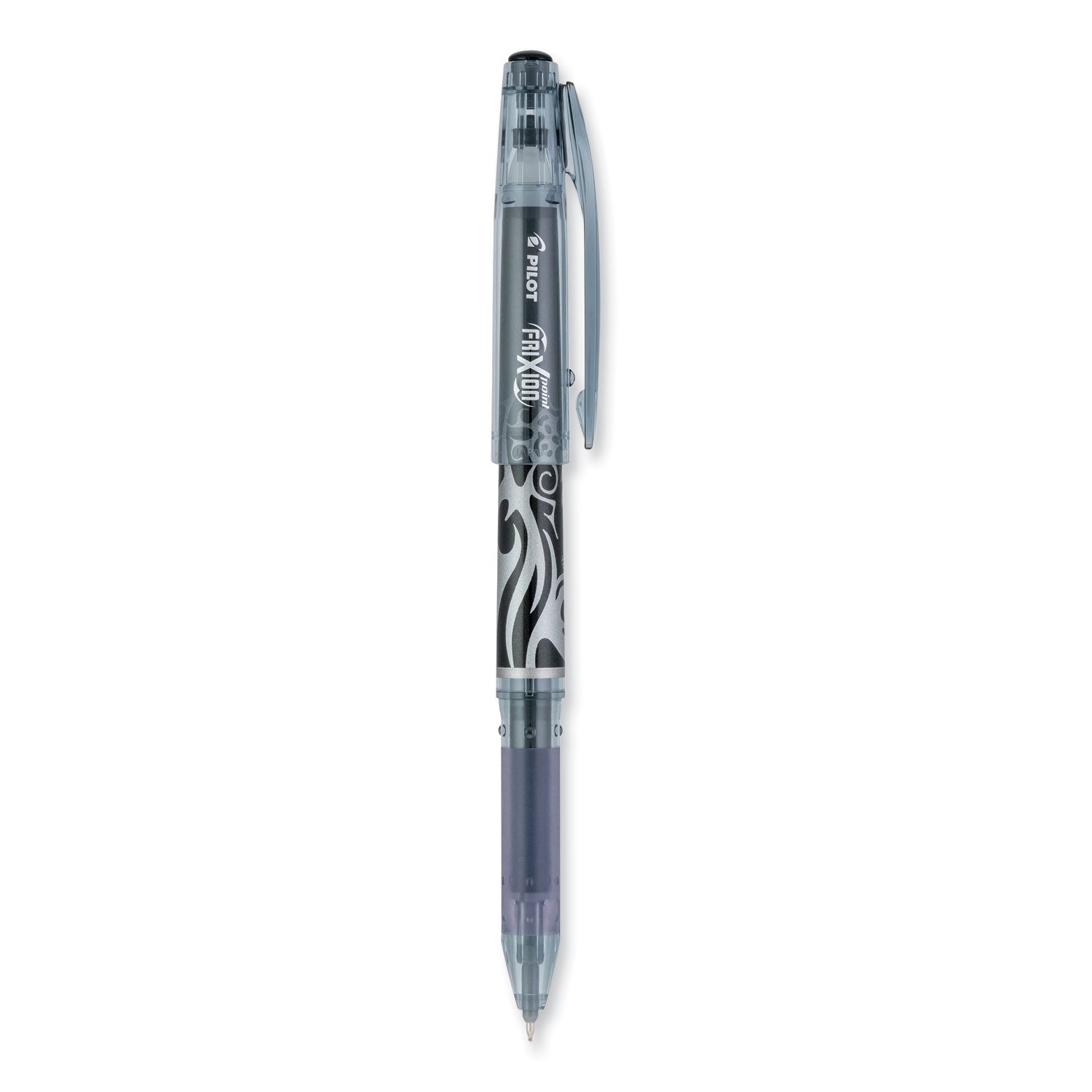 FriXion Point Erasable Gel Pen, Stick, Extra-Fine 0.5 mm, Black Ink, Black/Silver/Smoke Barrel -