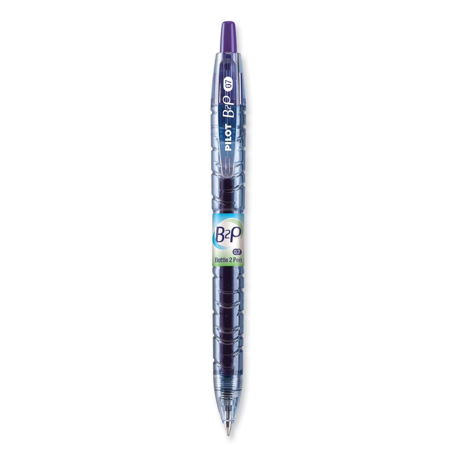 B2P Bottle-2-Pen Recycled Gel Pen, Retractable, Fine 0.7 mm, Purple Ink, Translucent Blue Barrel -