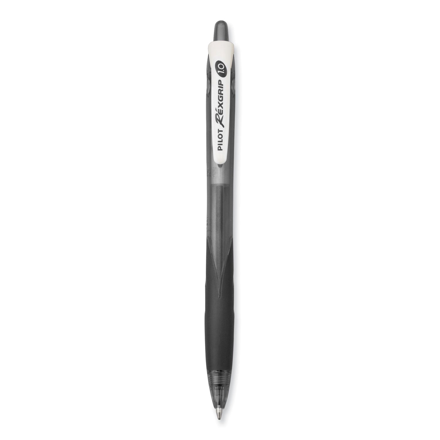 RexGrip BeGreen Ballpoint Pen, Retractable, Medium 1 mm, Black Ink, Smoke/Black Barrel, Dozen -