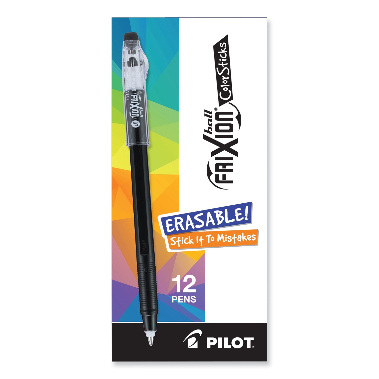 frixion-colorsticks-erasable-gel-pen-clipless-stick-fine-07-mm-black-ink-black-barrel-dozen_pil32465 - 2