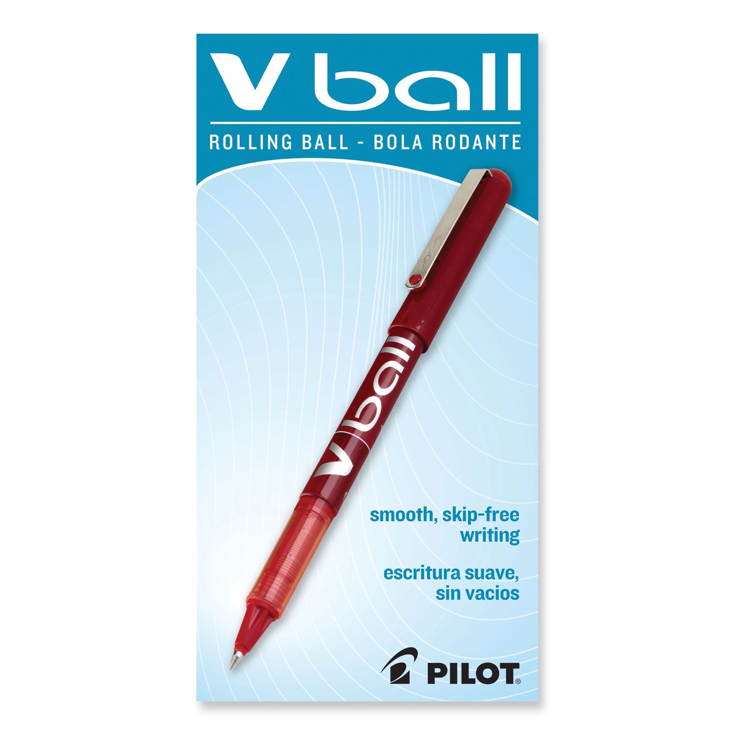 VBall Liquid Ink Roller Ball Pen, Stick, Extra-Fine 0.5 mm, Red Ink, Red/Clear Barrel, Dozen -