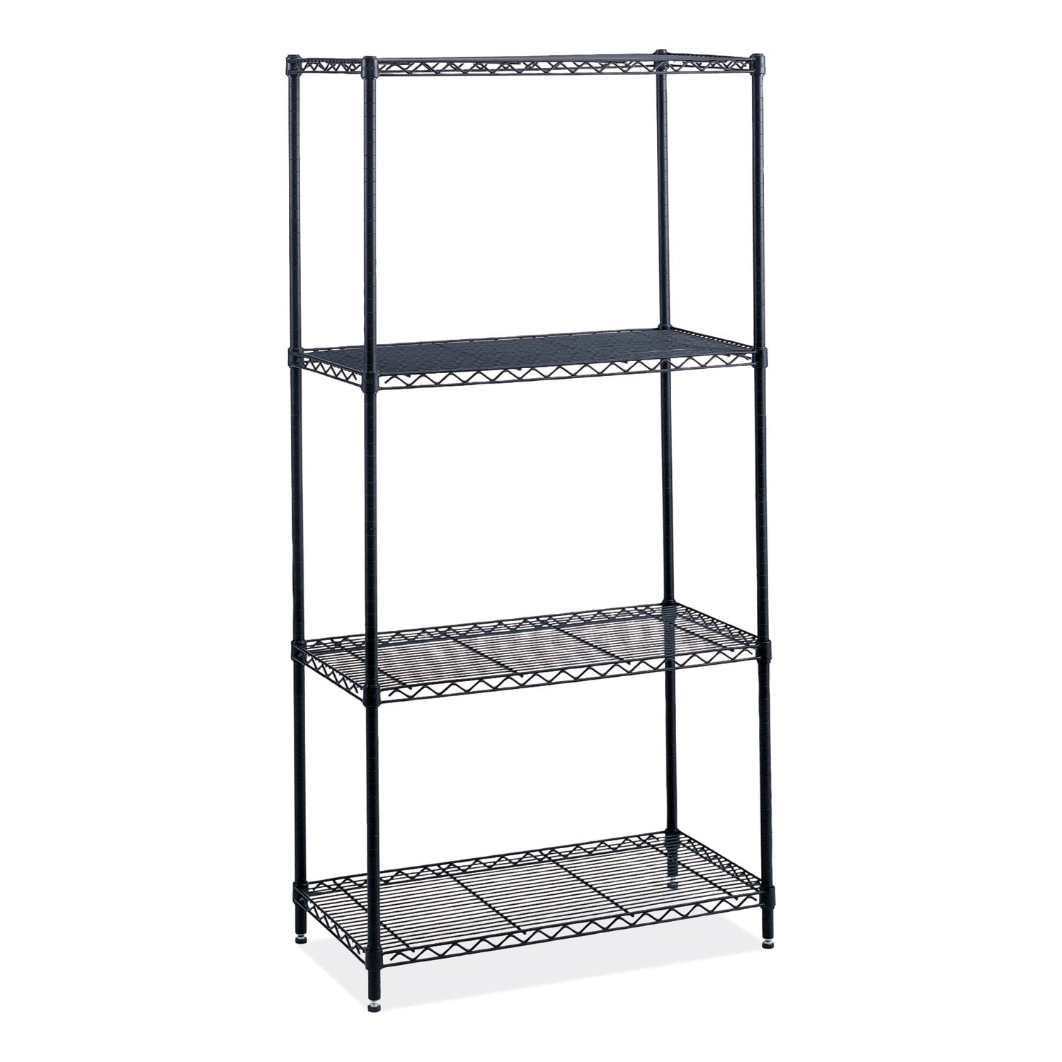 Industrial Wire Shelving, Four-Shelf, 36w x 24d x 72h, Black, Ships in 1-3 Business Days -