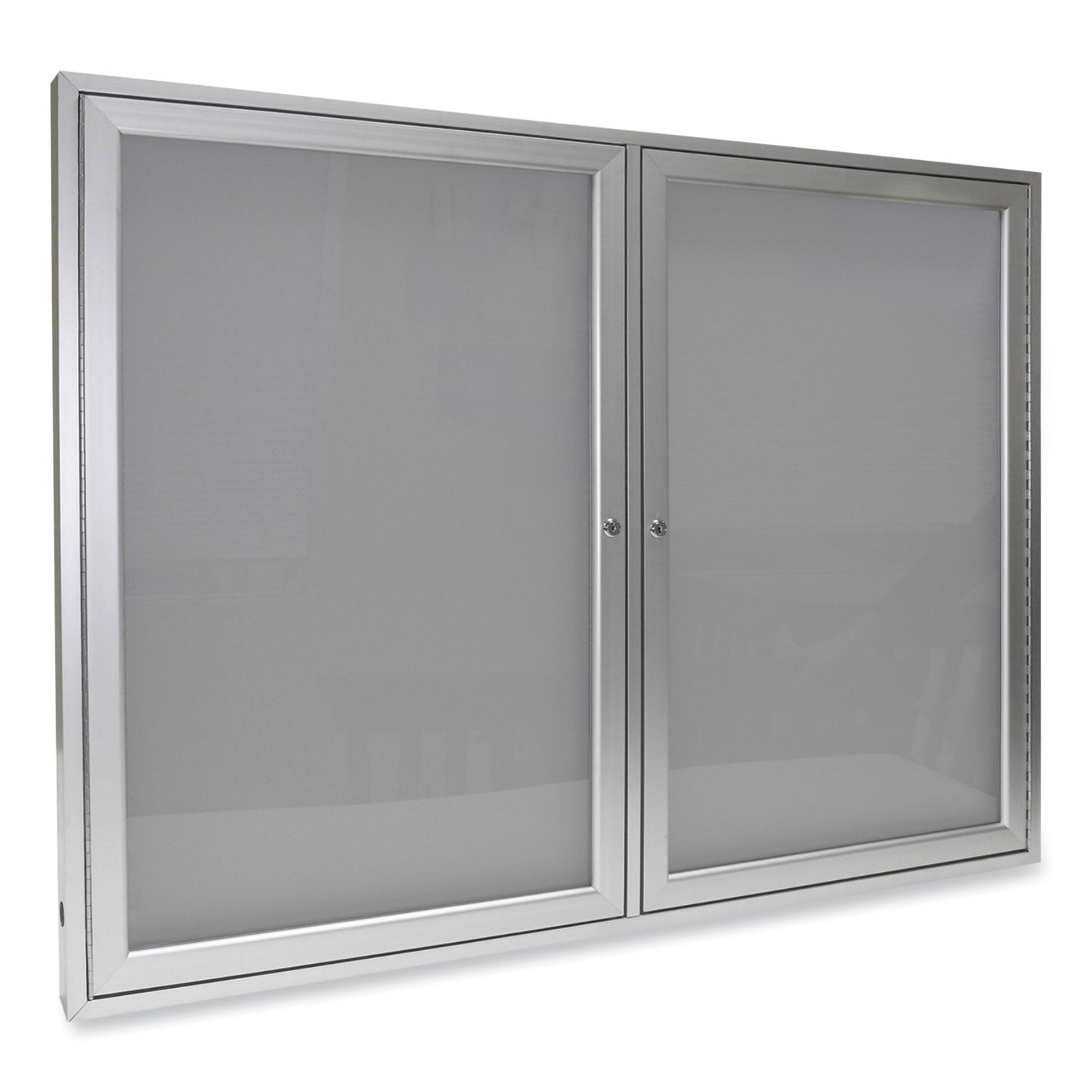 2-door-enclosed-vinyl-bulletin-board-with-satin-aluminum-frame-60-x-36-silver-surface-ships-in-7-10-business-days_ghepa23660vx193 - 1