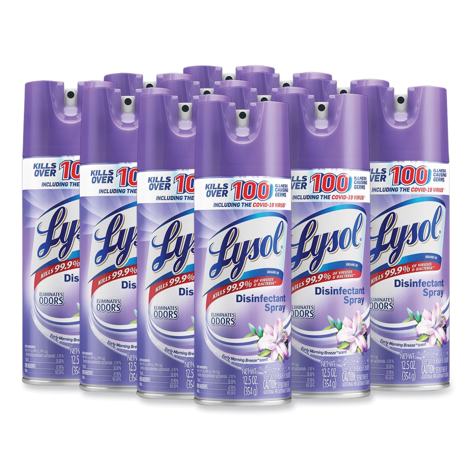 Disinfectant Spray, Early Morning Breeze, 12.5 oz Aerosol Spray, 12/Carton -