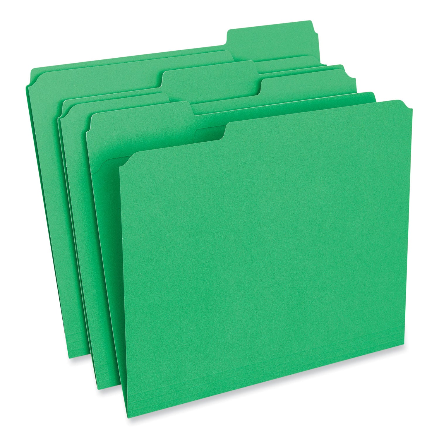 Reinforced Top-Tab File Folders, 1/3-Cut Tabs: Assorted, Letter Size, 1" Expansion, Green, 100/Box -