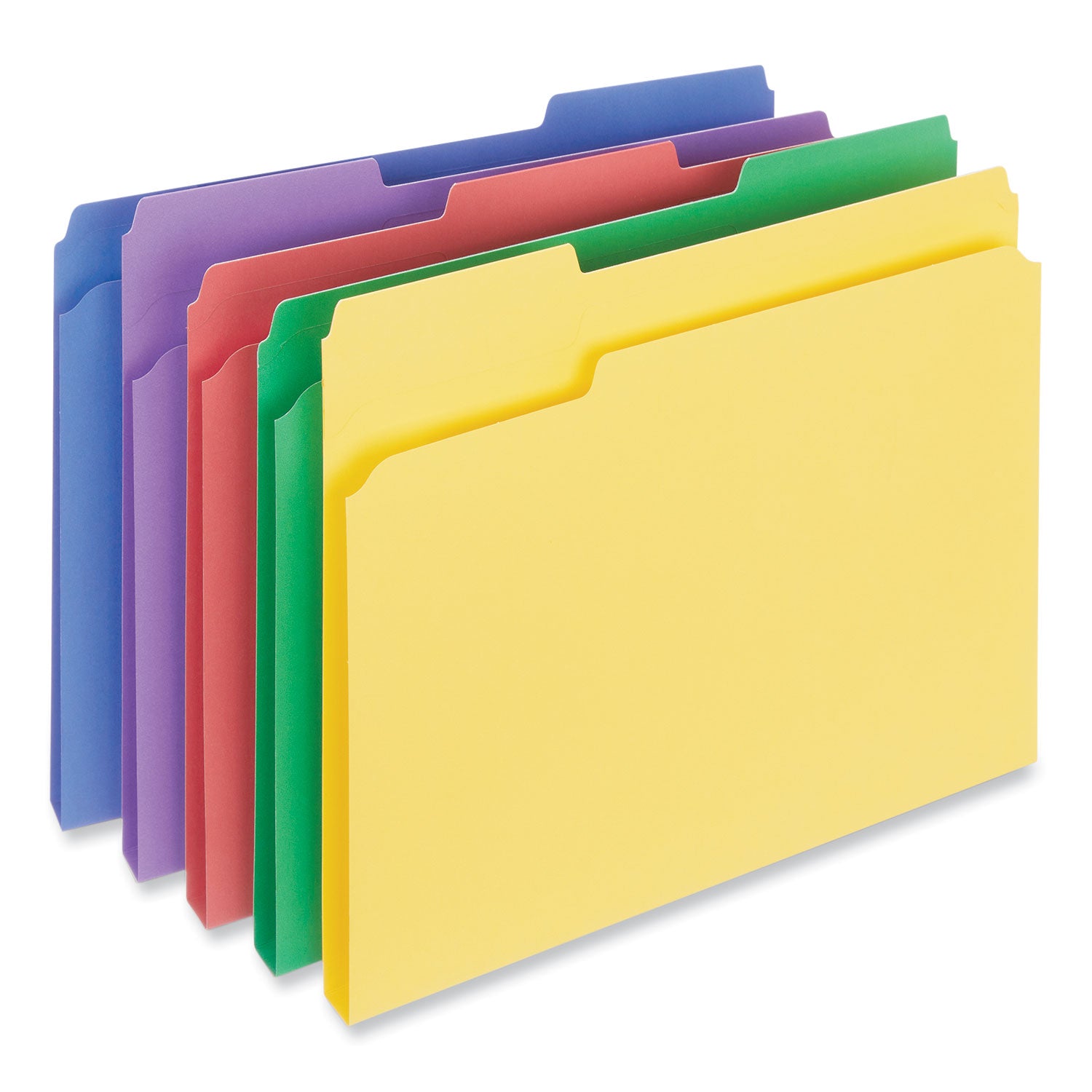 Reinforced Top-Tab File Folders, 1/3-Cut Tabs: Assorted, Letter Size, 1" Expansion, Assorted Colors, 100/Box -