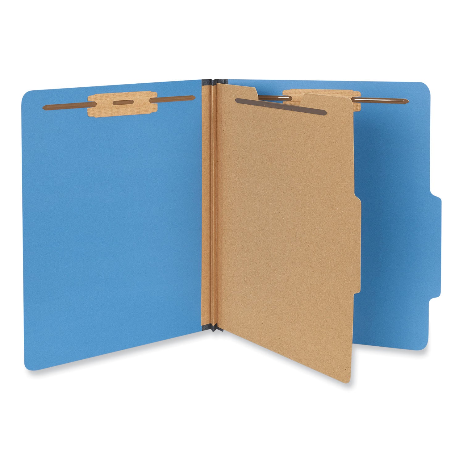 Bright Colored Pressboard Classification Folders, 2" Expansion, 1 Divider, 4 Fasteners, Letter Size, Cobalt Blue, 10/Box -