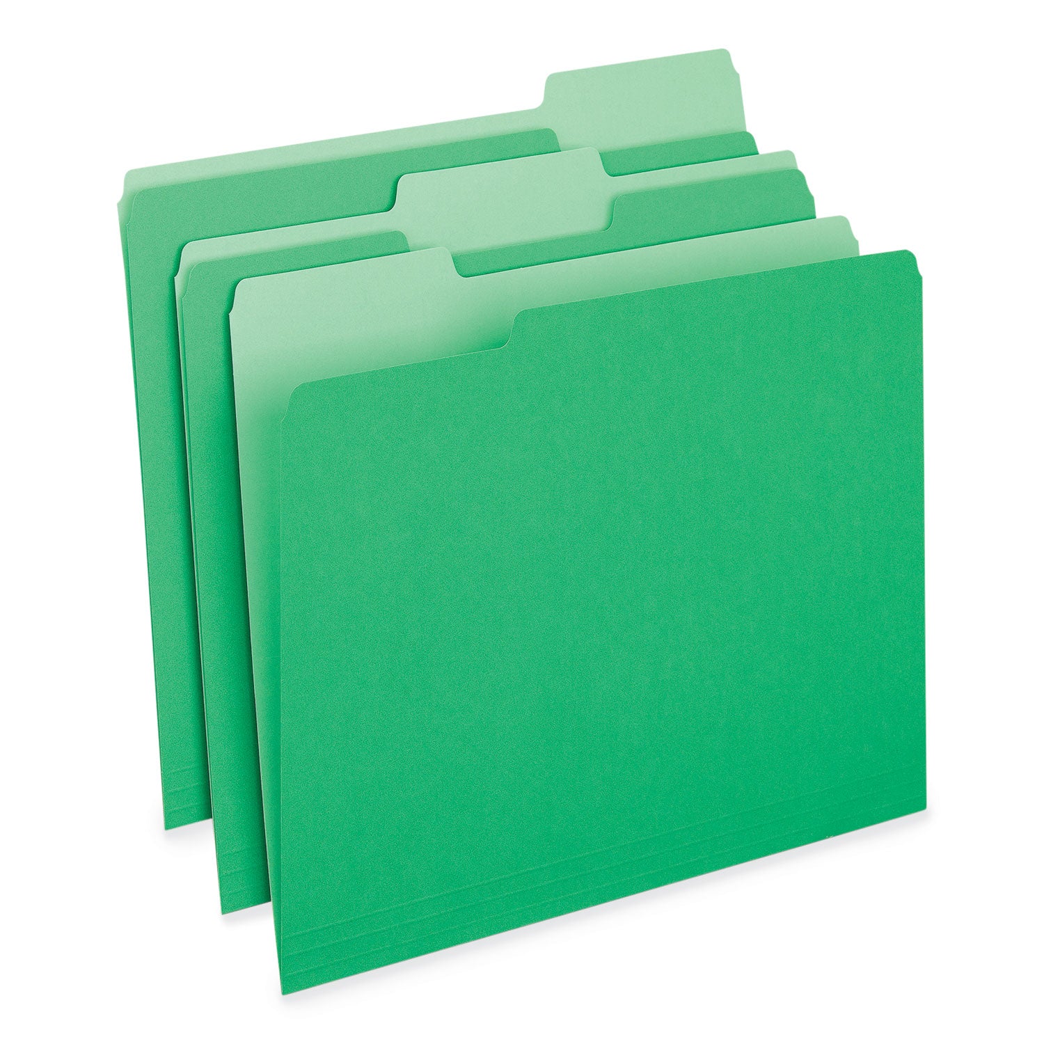 Deluxe Colored Top Tab File Folders, 1/3-Cut Tabs: Assorted, Letter Size, Green/Light Green, 100/Box -
