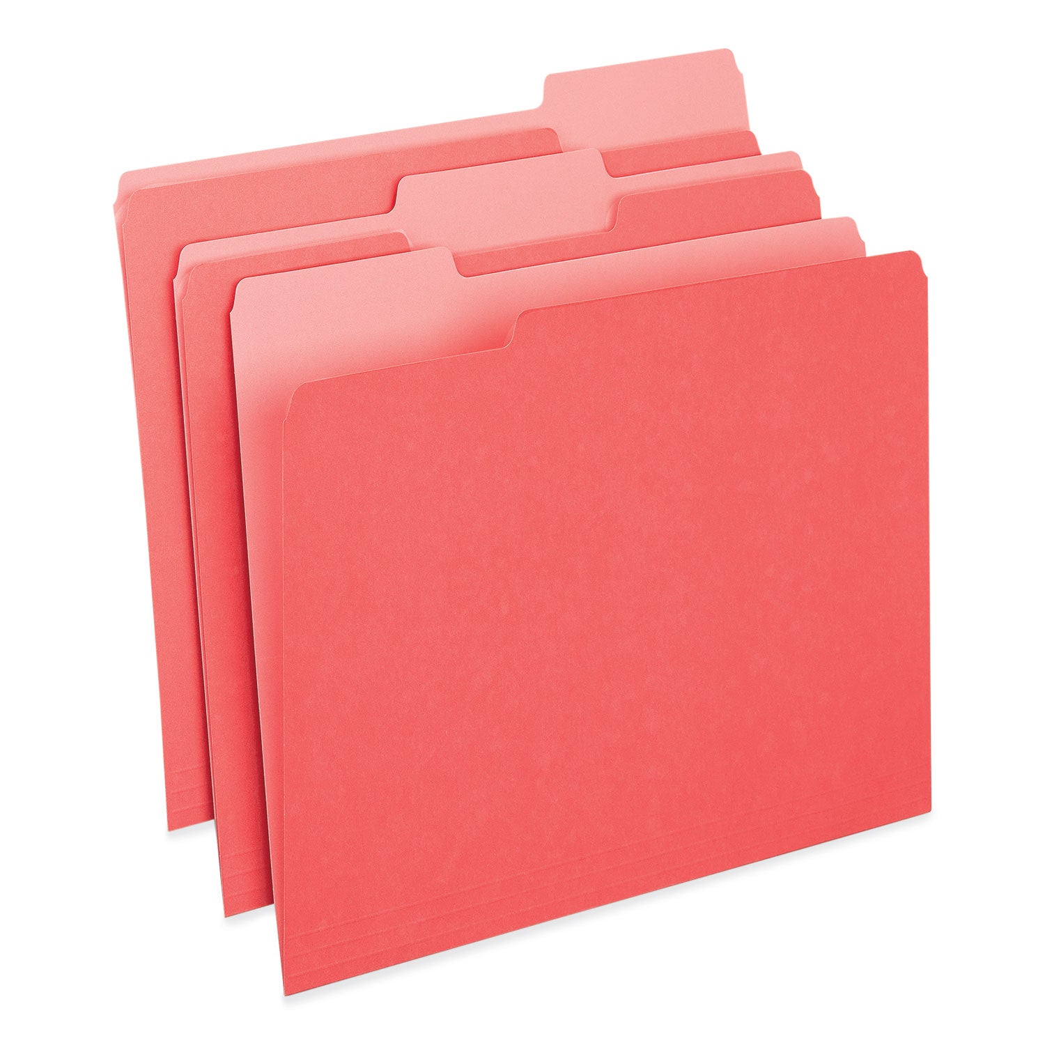 Deluxe Colored Top Tab File Folders, 1/3-Cut Tabs: Assorted, Letter Size, Red/Light Red, 100/Box -