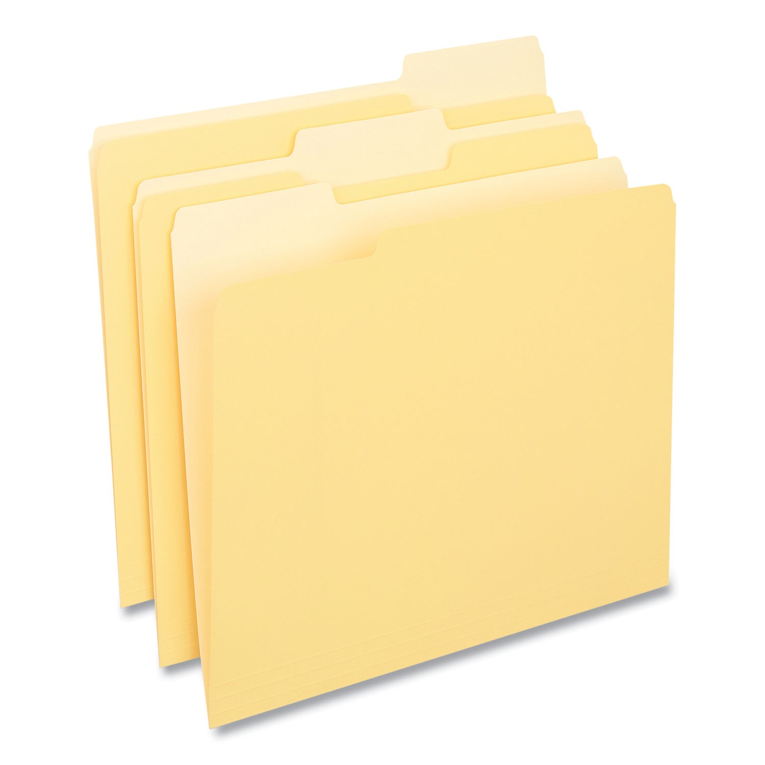 Deluxe Colored Top Tab File Folders, 1/3-Cut Tabs: Assorted, Letter Size, Yellow/Light Yellow, 100/Box -