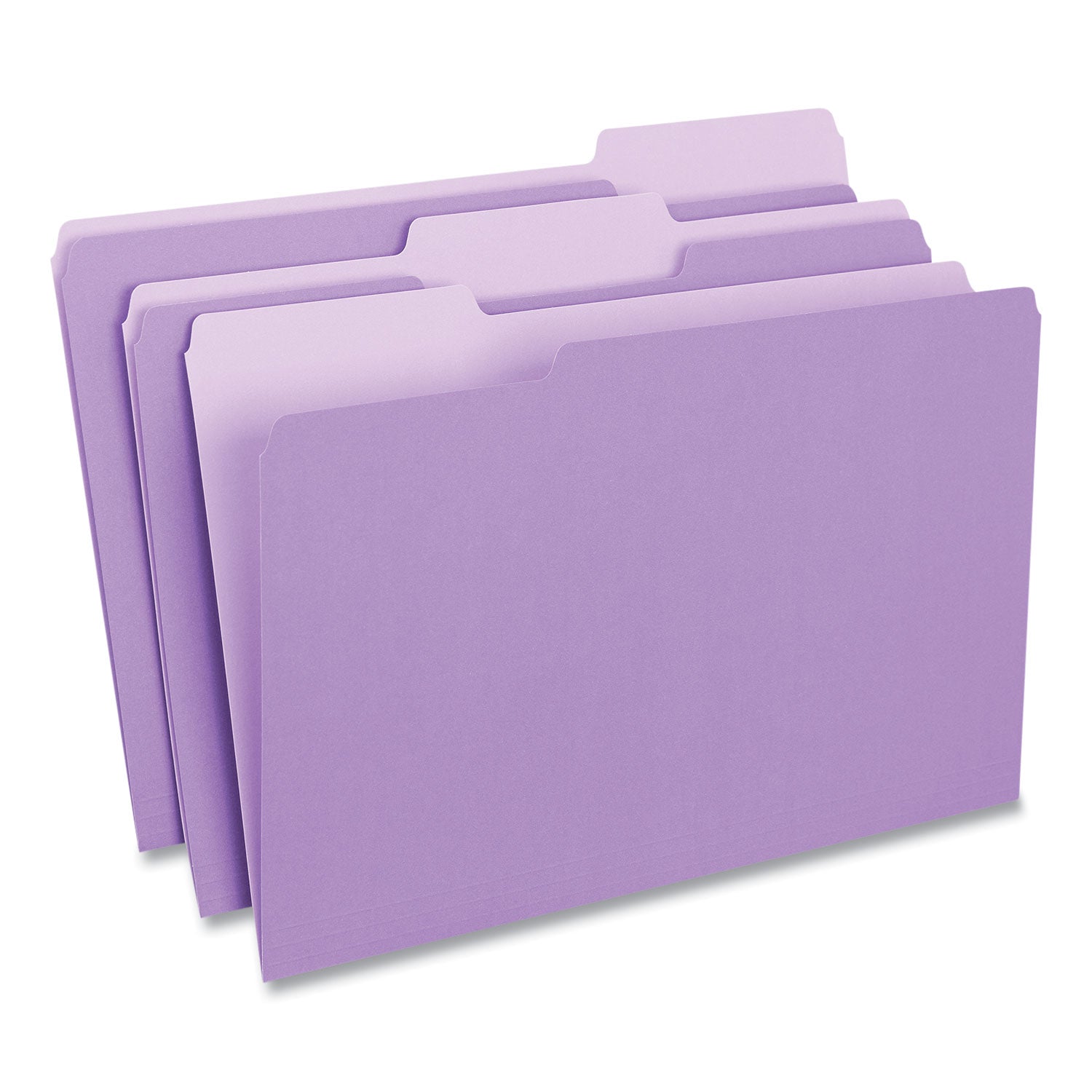 Deluxe Colored Top Tab File Folders, 1/3-Cut Tabs: Assorted, Legal Size, Violet/Light Violet, 100/Box -