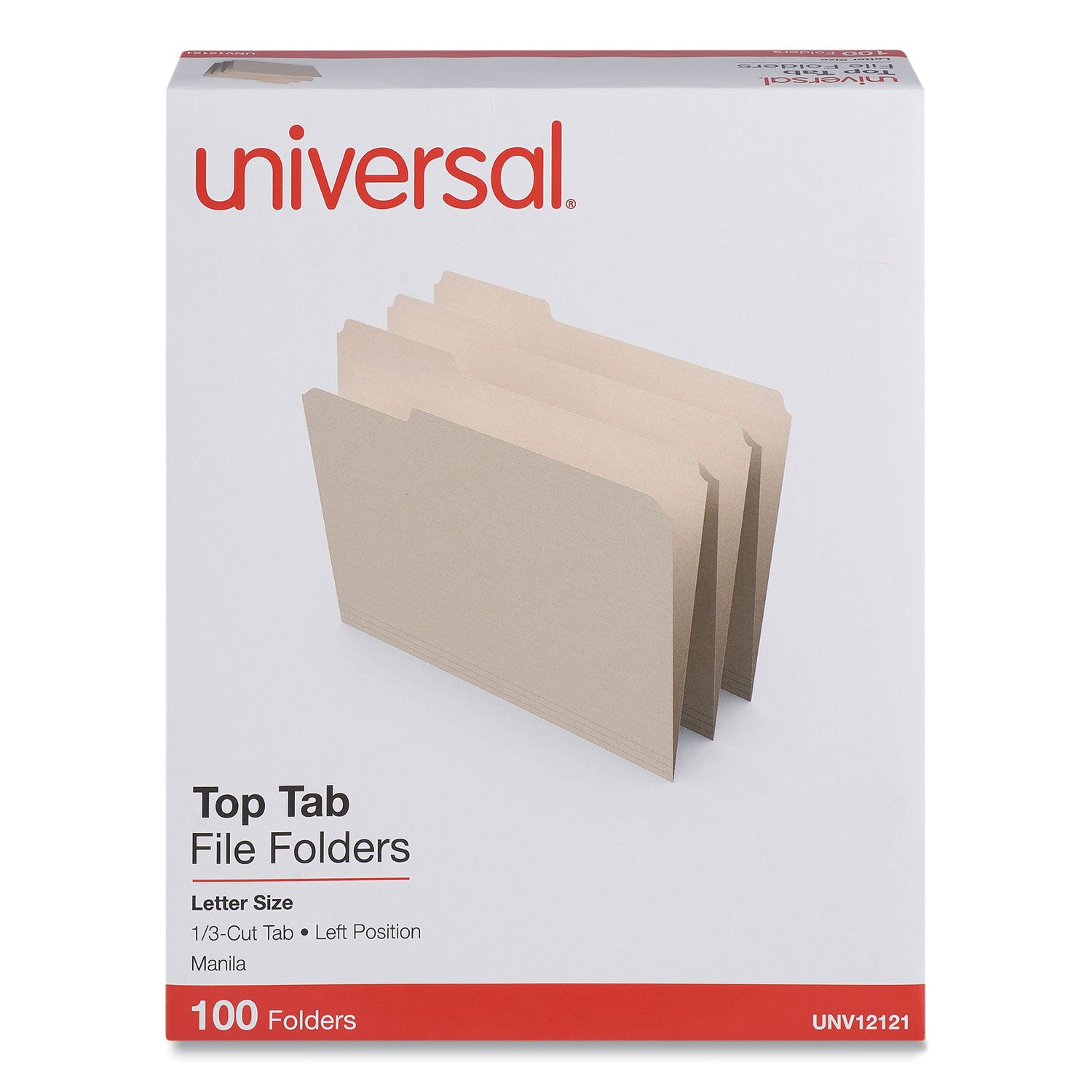Top Tab File Folders, 1/3-Cut Tabs: Left Position, Letter Size, 0.75" Expansion, Manila, 100/Box -