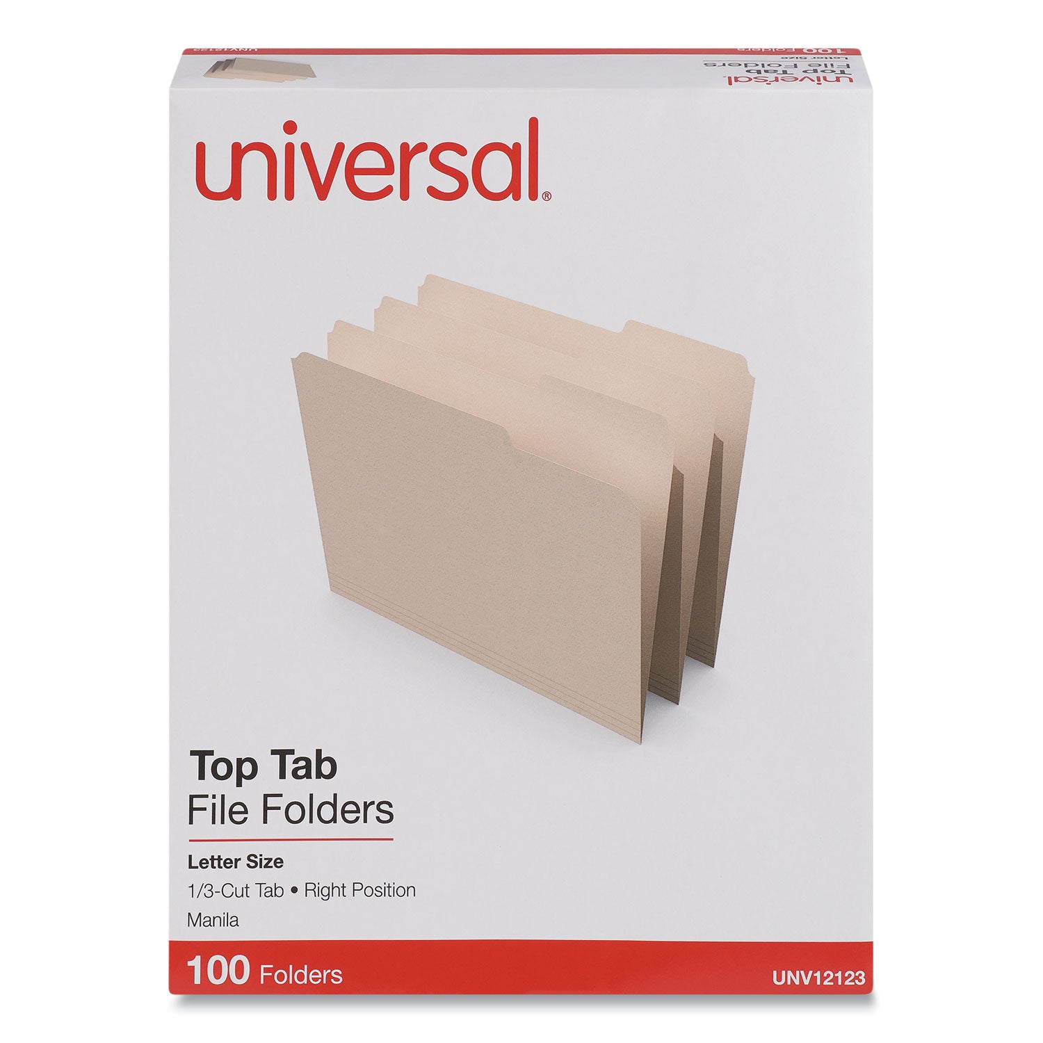 Top Tab File Folders, 1/3-Cut Tabs: Right Position, Letter Size, 0.75" Expansion, Manila, 100/Box -