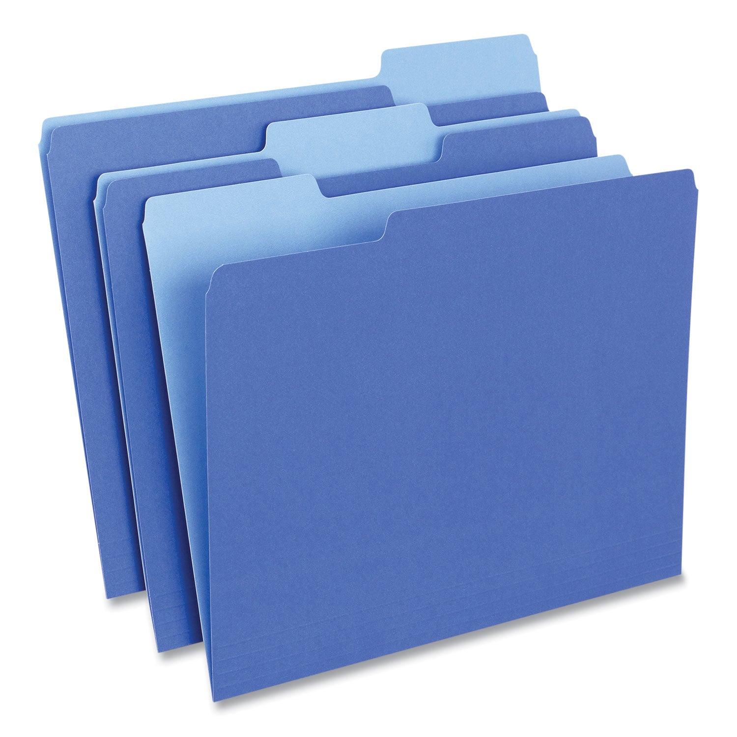Interior File Folders, 1/3-Cut Tabs: Assorted, Letter Size, 11-pt Stock, Blue, 100/Box -