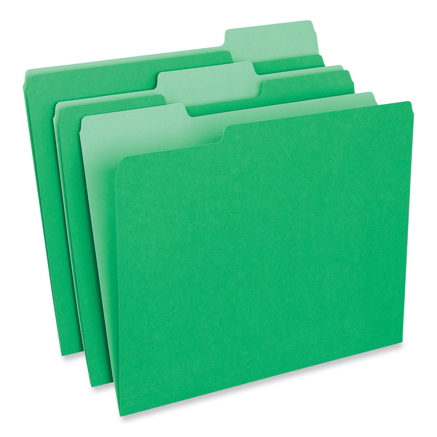 Interior File Folders, 1/3-Cut Tabs: Assorted, Letter Size, 11-pt Stock, Green, 100/Box -