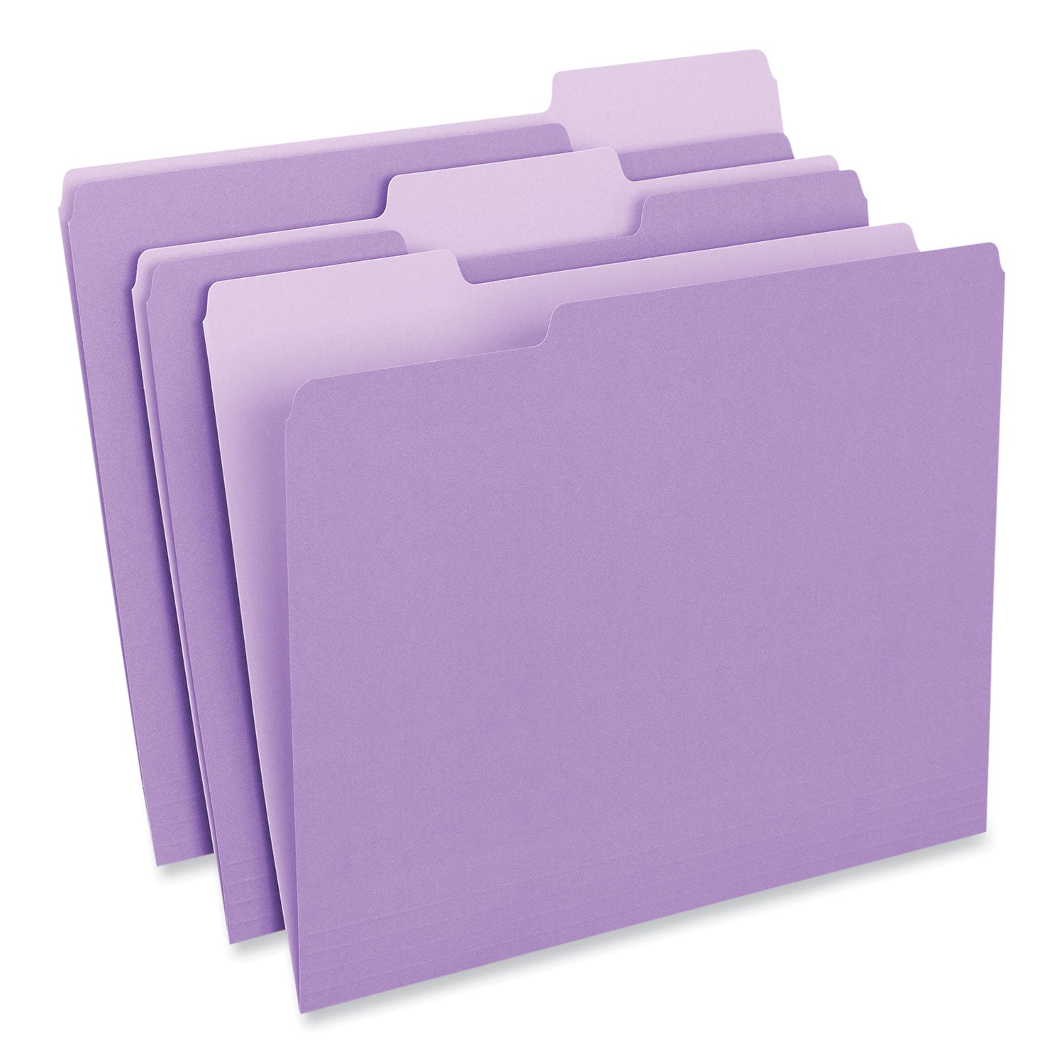 Interior File Folders, 1/3-Cut Tabs: Assorted, Letter Size, 11-pt Stock, Violet, 100/Box -