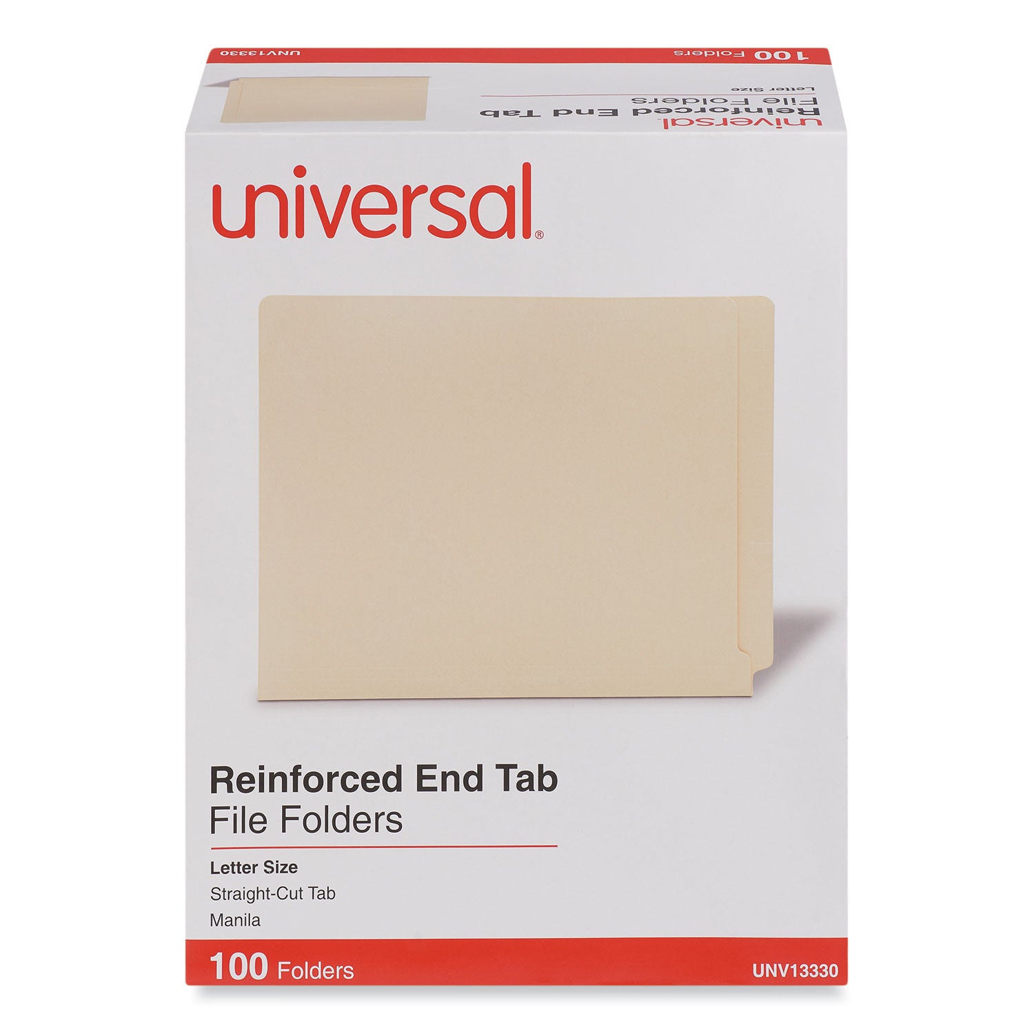 Deluxe Reinforced End Tab Folders, Straight Tabs, Letter Size, 0.75" Expansion, Manila, 100/Box -