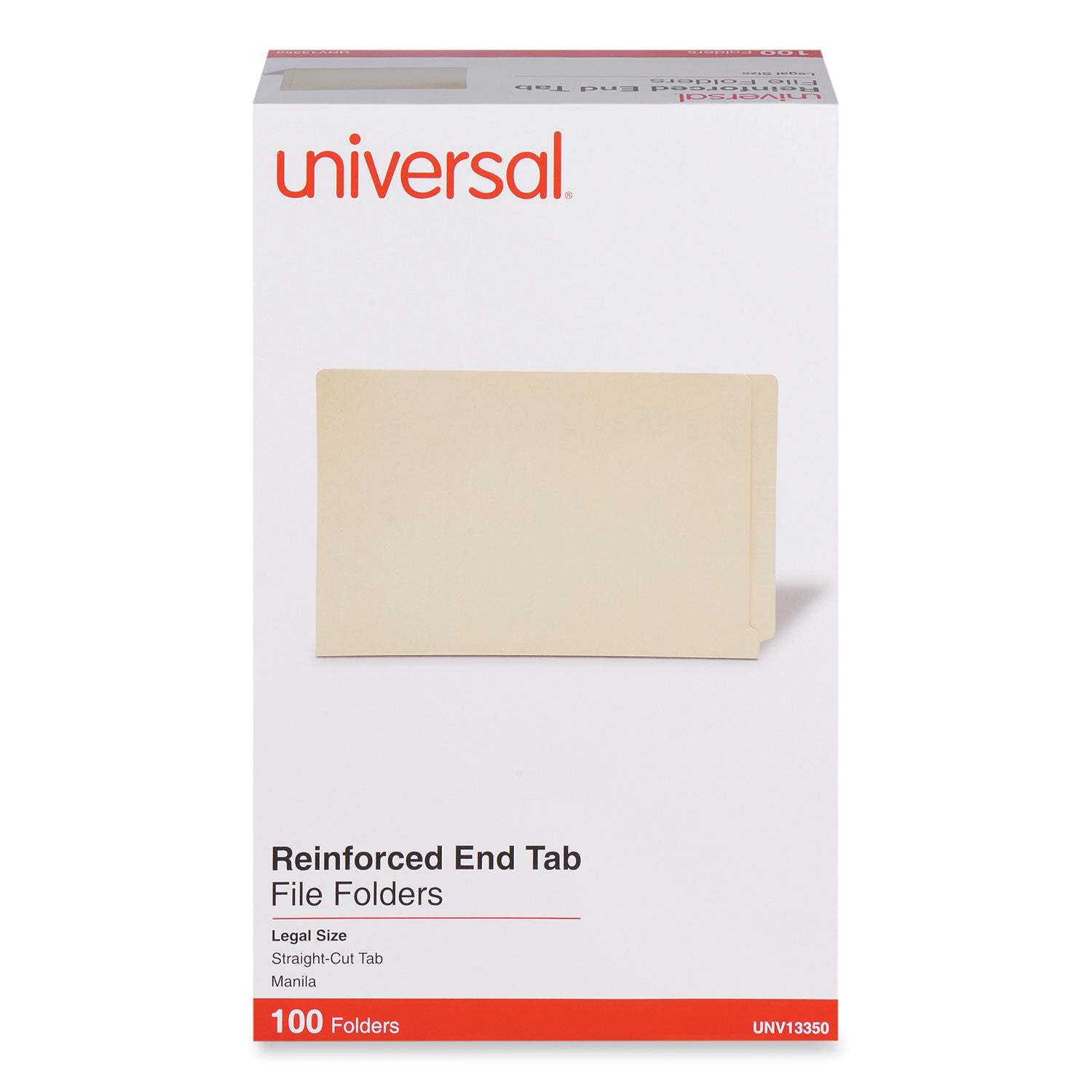 Deluxe Reinforced End Tab Folders, Straight Tabs, Legal Size, 0.75" Expansion, Manila, 100/Box -
