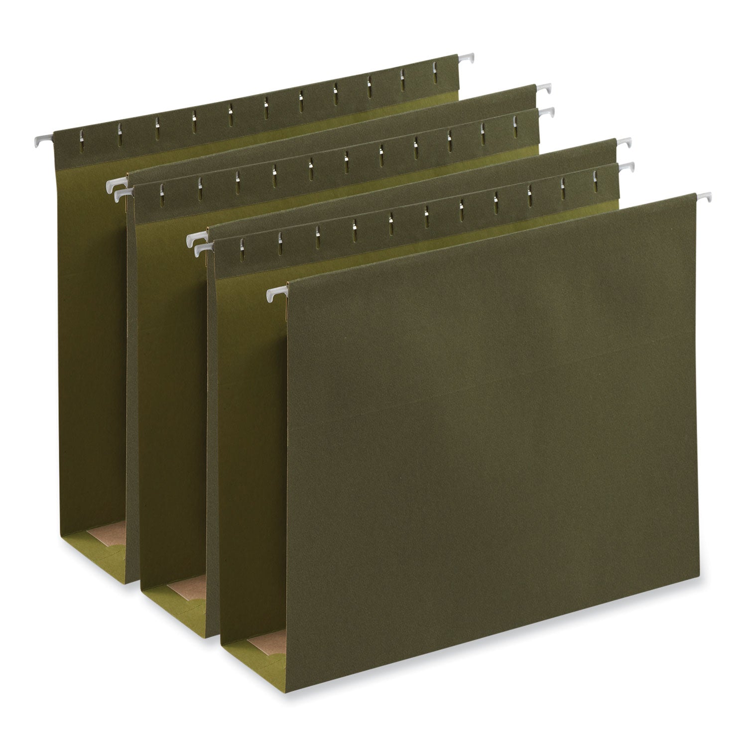 Box Bottom Hanging File Folders, 3" Capacity, Letter Size, 1/5-Cut Tabs, Standard Green, 25/Box -