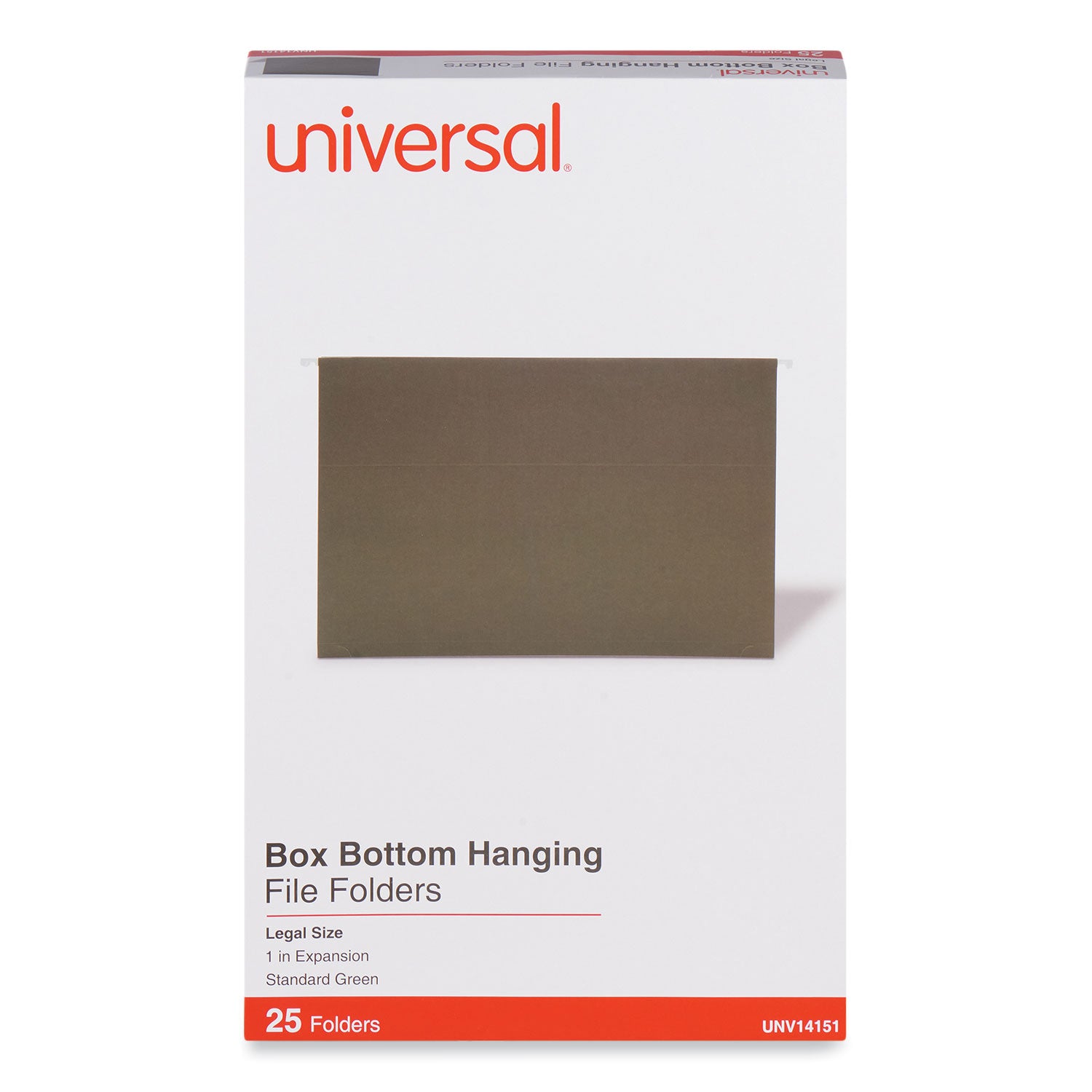 Box Bottom Hanging File Folders, 1" Capacity, Legal Size, 1/5-Cut Tabs, Standard Green, 25/Box -