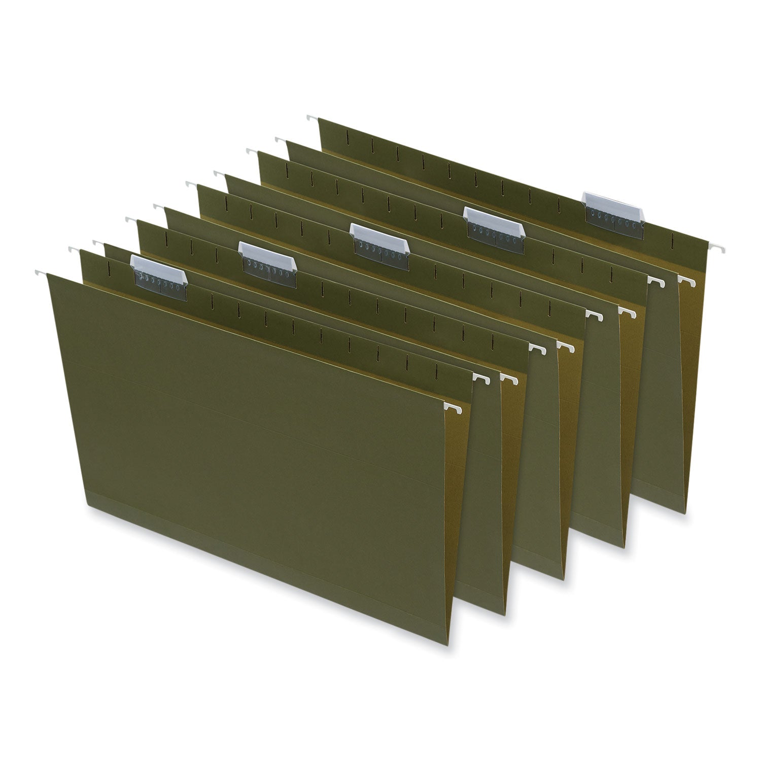 Box Bottom Hanging File Folders, 2" Capacity, Legal Size, 1/5-Cut Tabs, Standard Green, 25/Box -