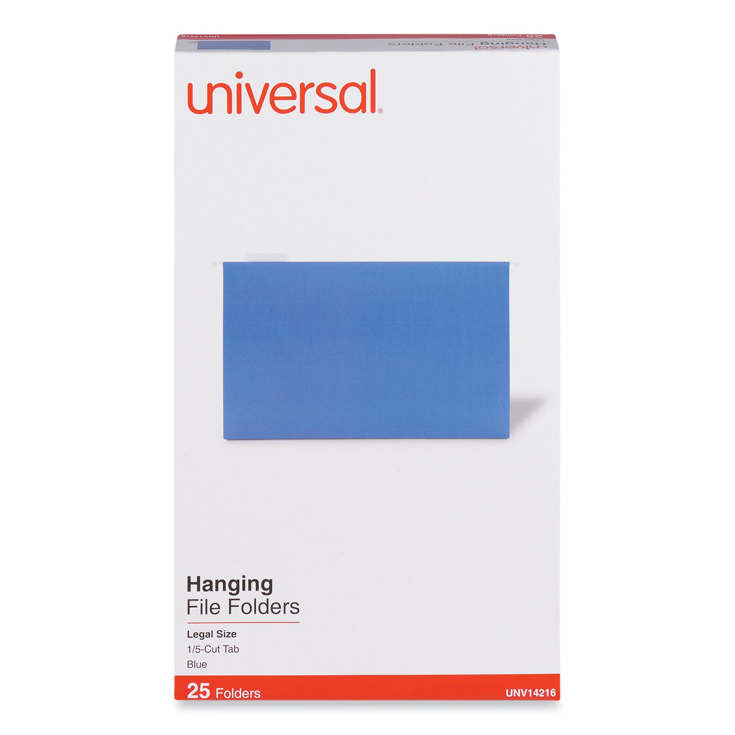 Deluxe Bright Color Hanging File Folders, Legal Size, 1/5-Cut Tabs, Blue, 25/Box -