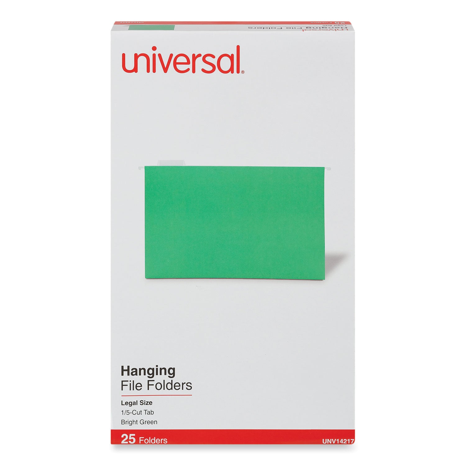 Deluxe Bright Color Hanging File Folders, Legal Size, 1/5-Cut Tabs, Bright Green, 25/Box -