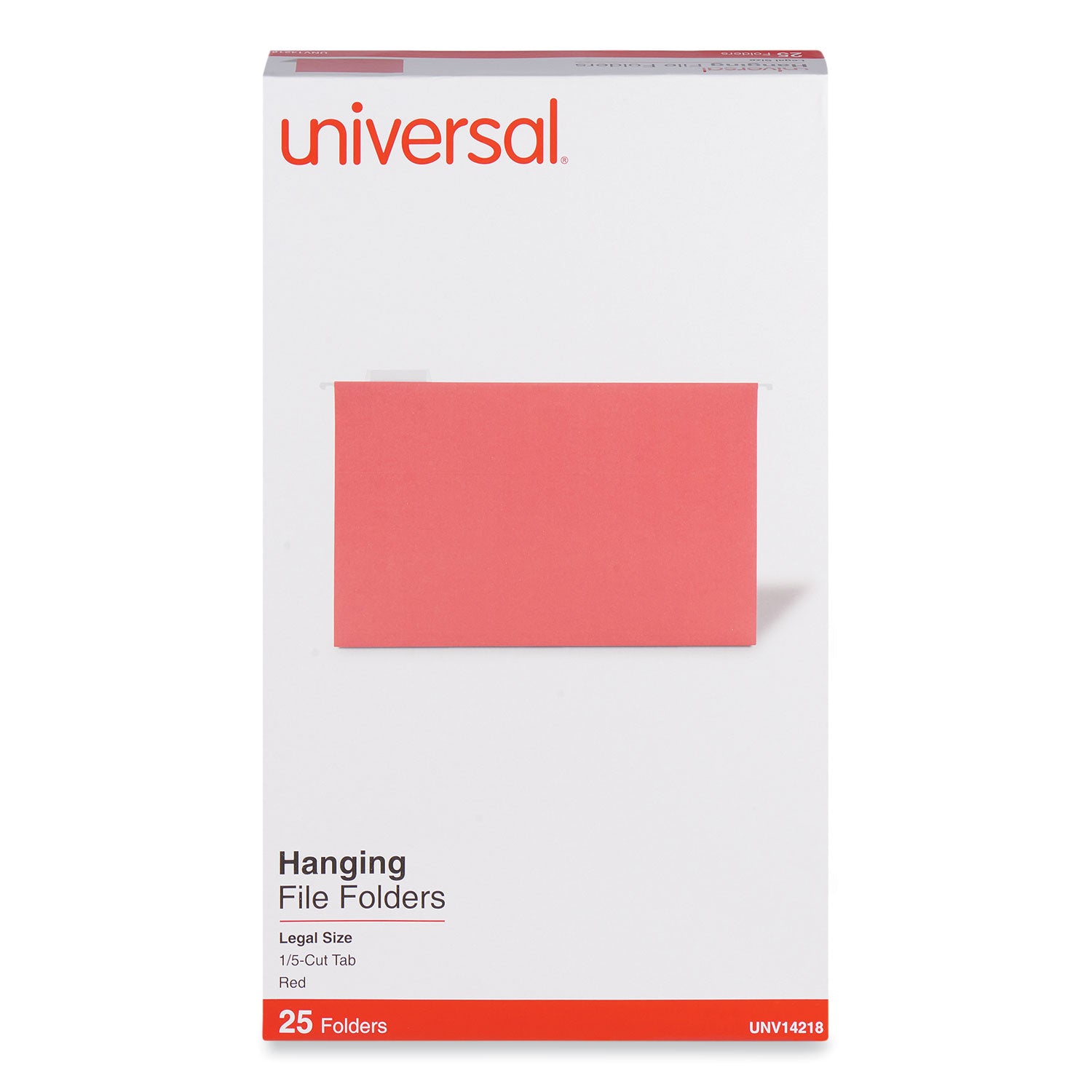 Deluxe Bright Color Hanging File Folders, Legal Size, 1/5-Cut Tabs, Red, 25/Box -