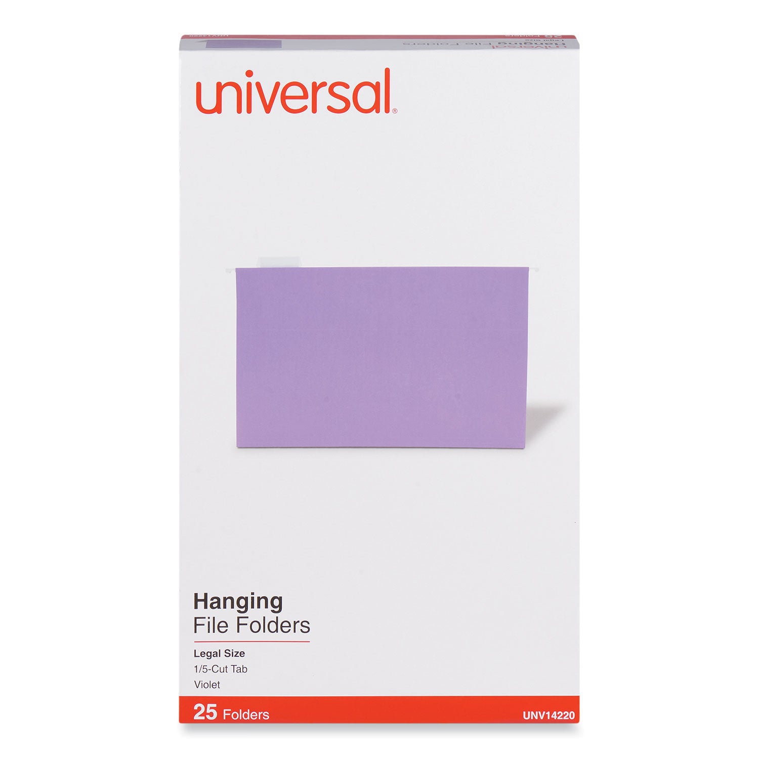 Deluxe Bright Color Hanging File Folders, Legal Size, 1/5-Cut Tabs, Violet, 25/Box -