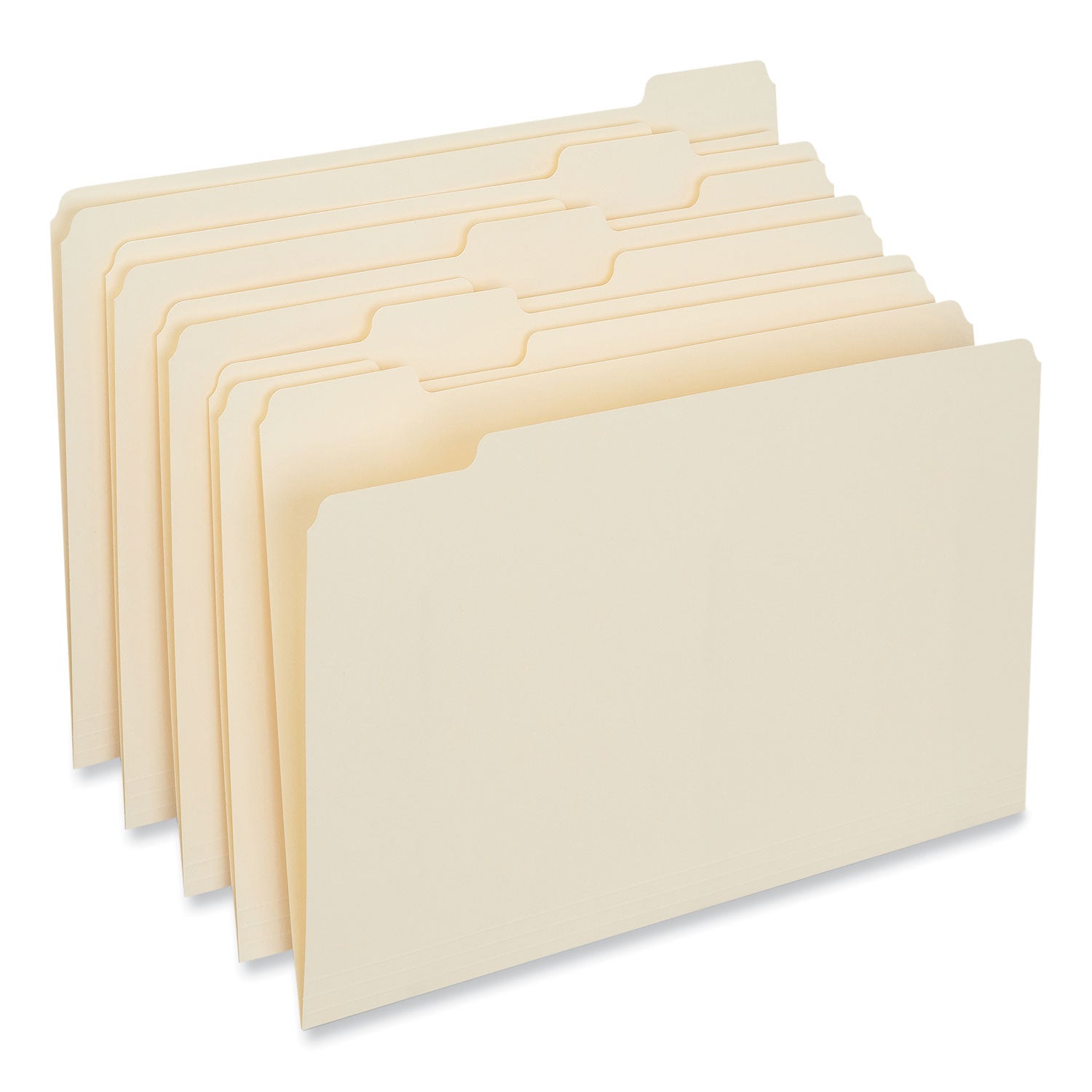 Top Tab File Folders, 1/5-Cut Tabs: Assorted, Legal Size, 0.75" Expansion, Manila, 100/Box -