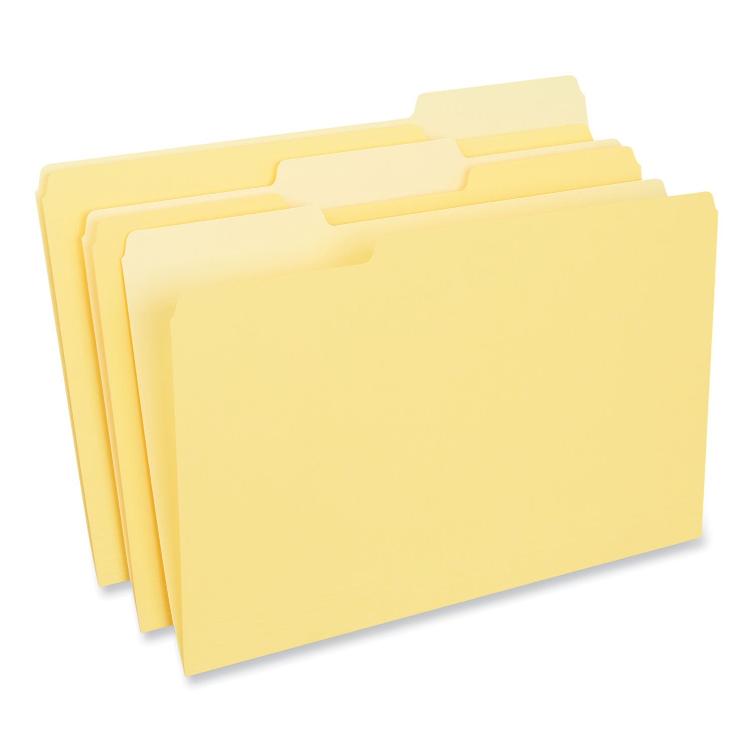 Interior File Folders, 1/3-Cut Tabs: Assorted, Legal Size, 11-pt Stock, Yellow, 100/Box -
