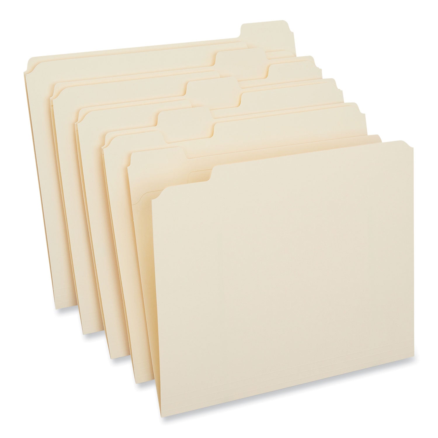 Double-Ply Top Tab Manila File Folders, 1/5-Cut Tabs: Assorted, Letter Size, 0.75" Expansion, Manila, 100/Box -