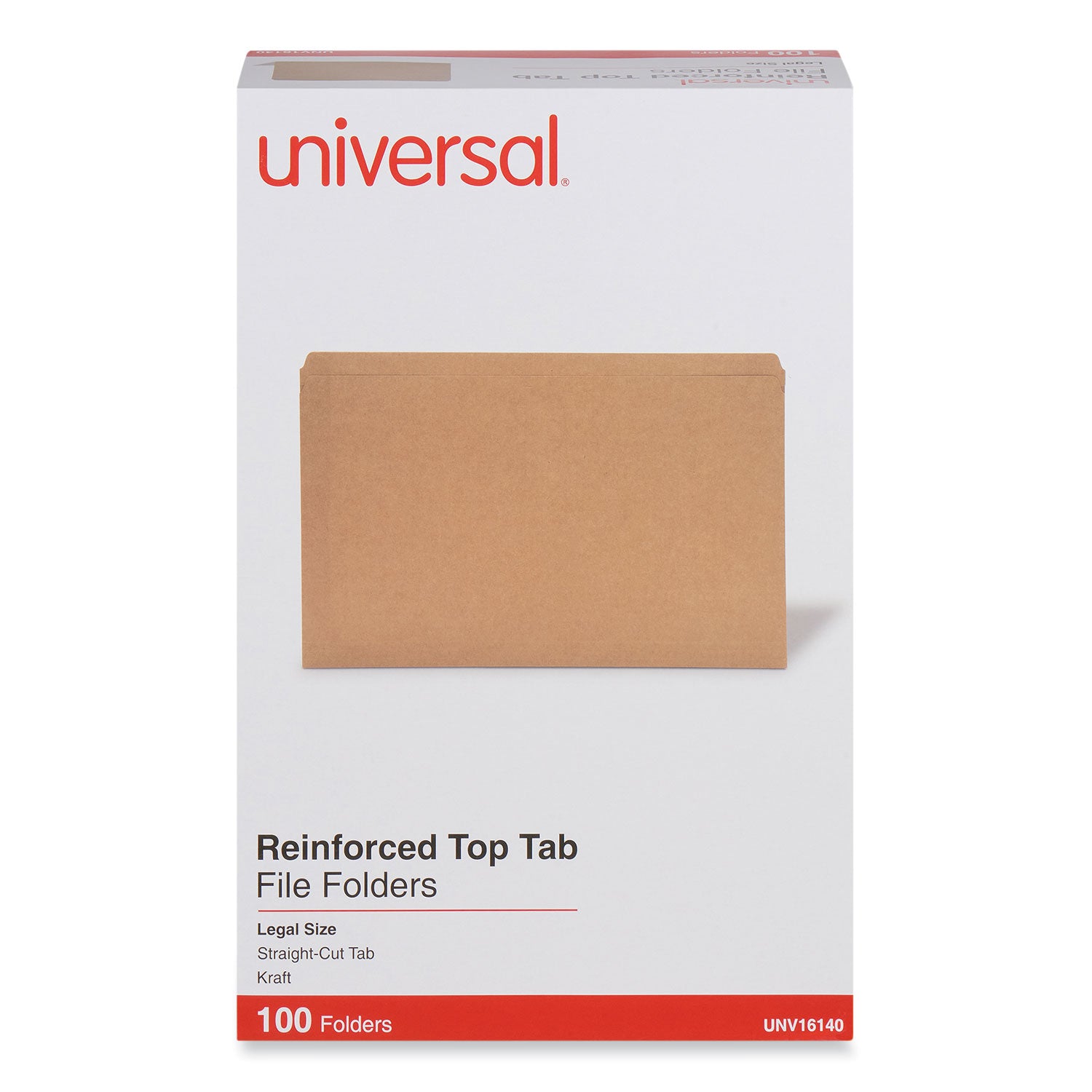 Reinforced Kraft Top Tab File Folders, Straight Tabs, Legal Size, 0.75" Expansion, Brown, 100/Box -