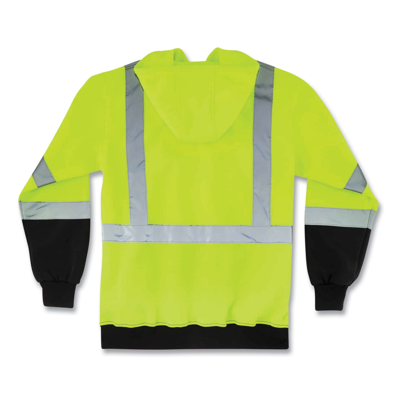 glowear-8372-zipup-hivis-class-3-zip-hood-sweatshirt-w-black-bottom-polar-fleece-lime-medium-ships-in-1-3-business-days_ego21849 - 2
