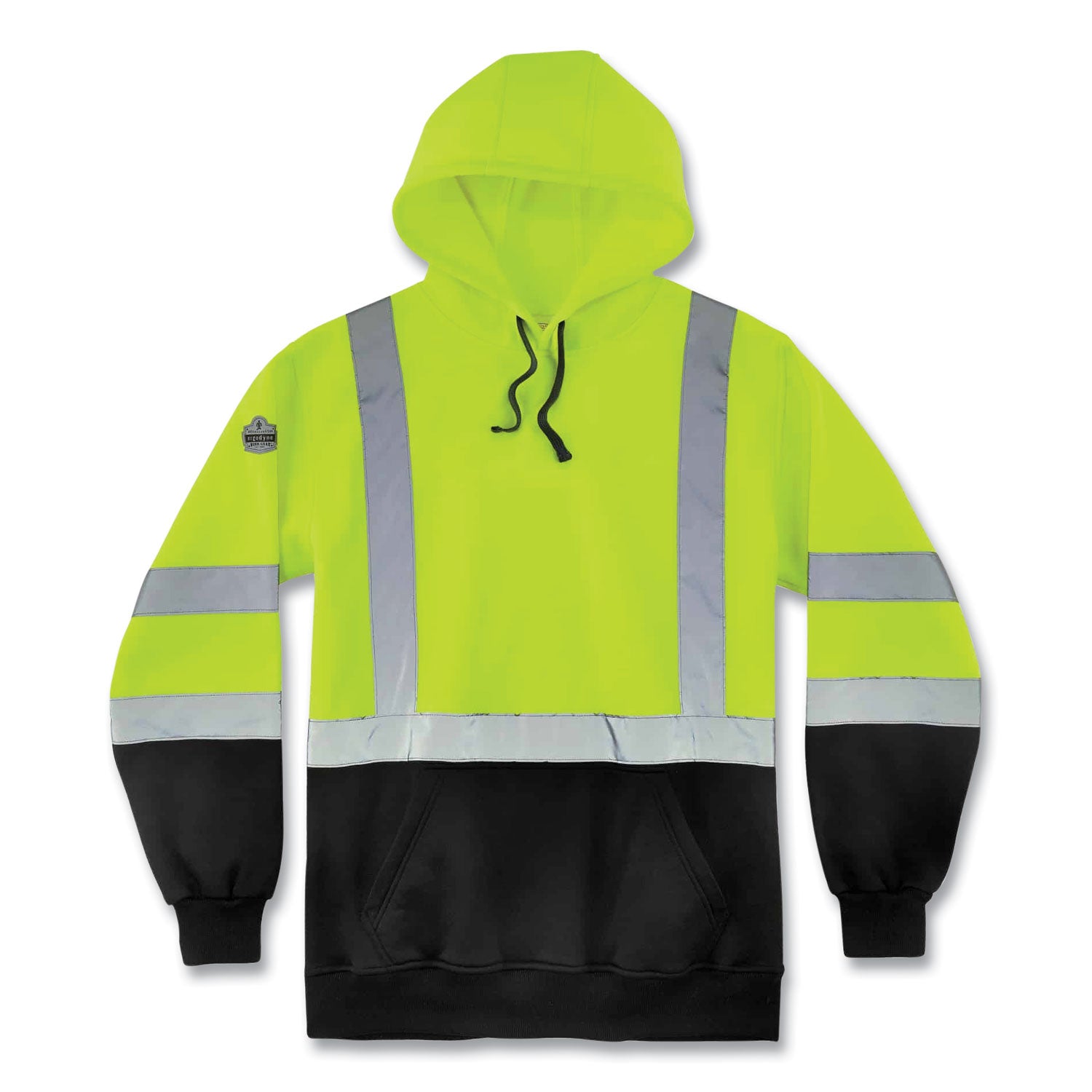 glowear-8373-hi-vis-class-3-hooded-with-sweatshirt-black-bottom-polar-fleece-lime-medium-ships-in-1-3-business-days_ego21883 - 1