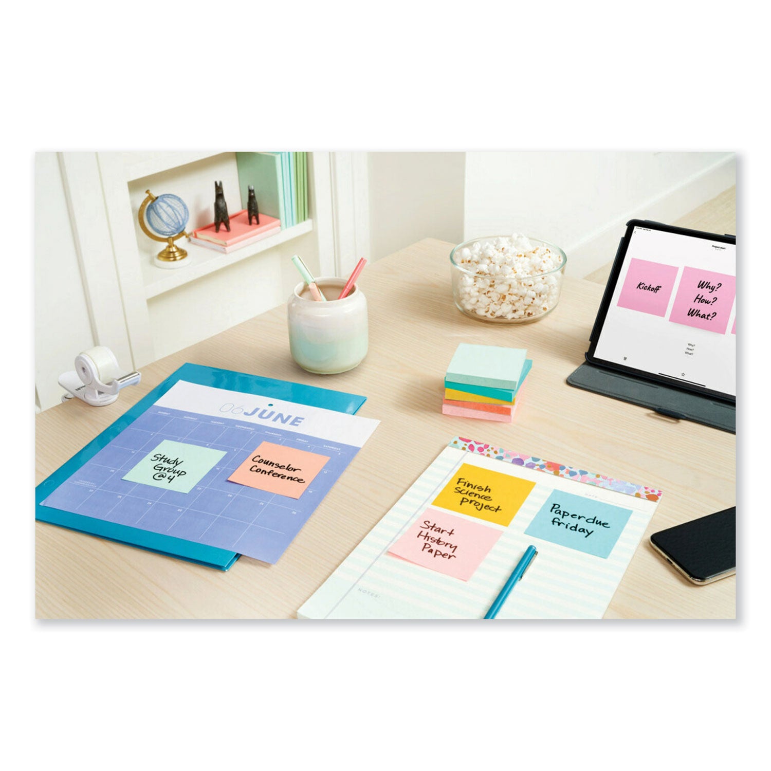 Original Pop-up Refill, 3" x 3", Beachside Cafe Collection Colors, 100 Sheets/Pad, 6 Pads/Pack -