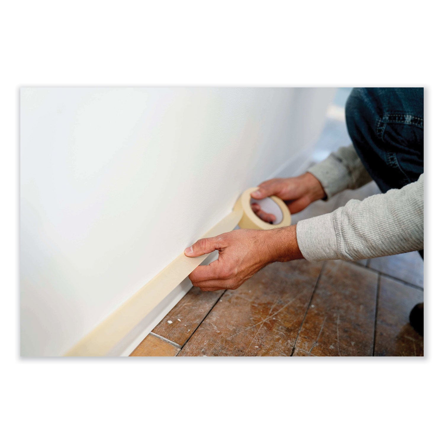 Economy Masking Tape, 3" Core, 0.7" x 60.1 yds, Tan -