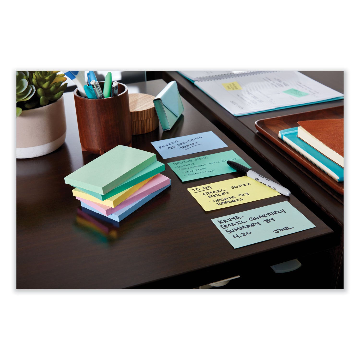 Original Pads in Beachside Cafe Collection Colors, 3" x 5", 100 Sheets/Pad, 5 Pads/Pack -