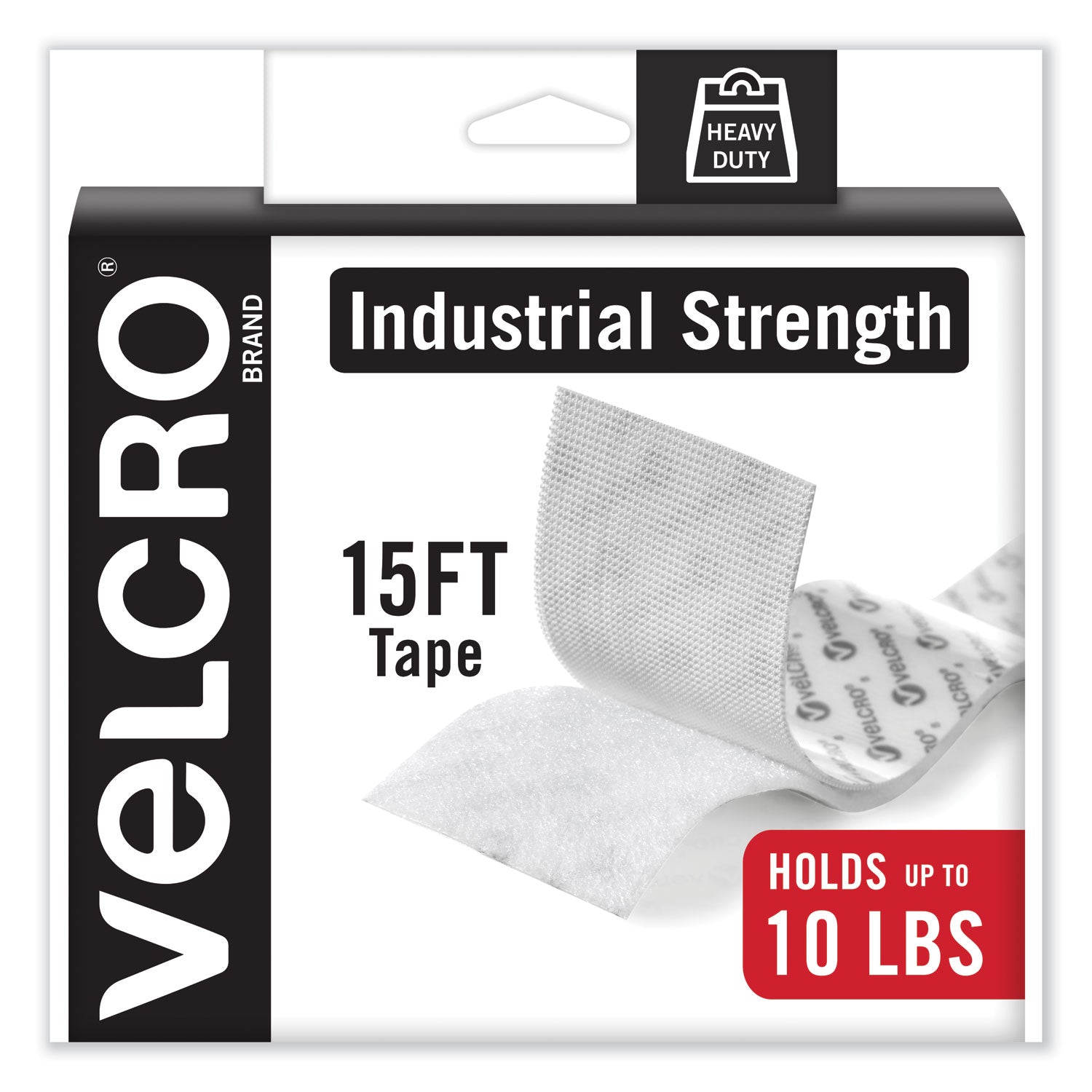 Industrial-Strength Heavy-Duty Fasteners with Dispenser Box, 2" x 15 ft, White -